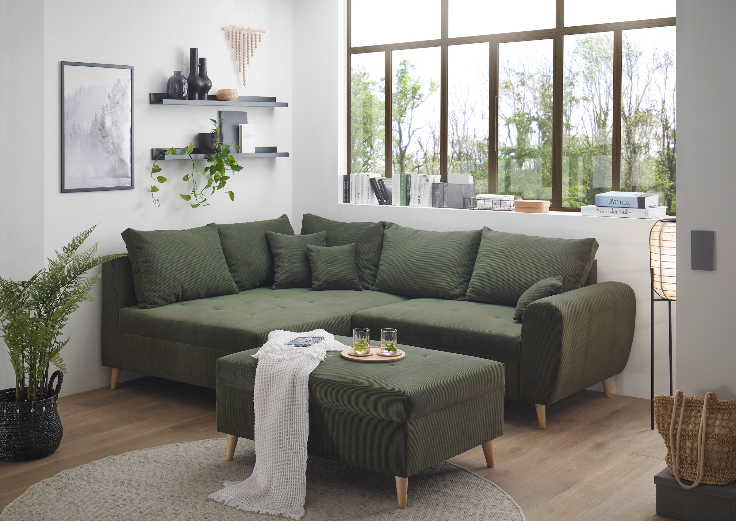 ED EXCITING DESIGN Ecksofa »Calanda L-Form«, mit Hocker & 3 Zierkissen günstig online kaufen
