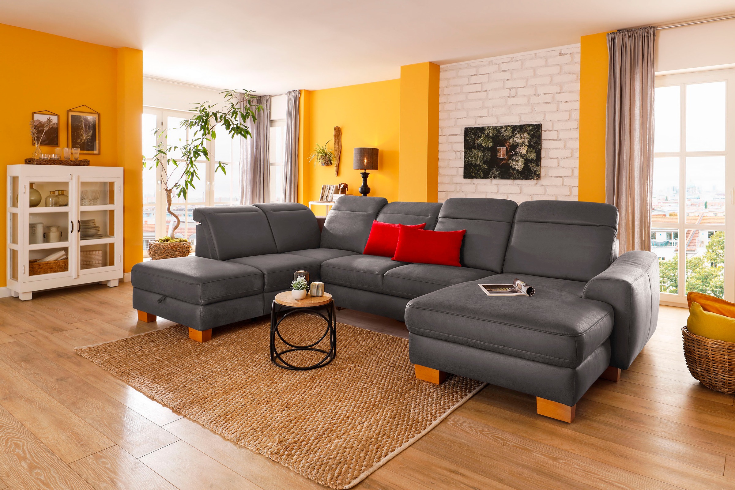 Home affaire Wohnlandschaft »Dundee U-Form« wahlweise mit Kopfteilverstellu günstig online kaufen