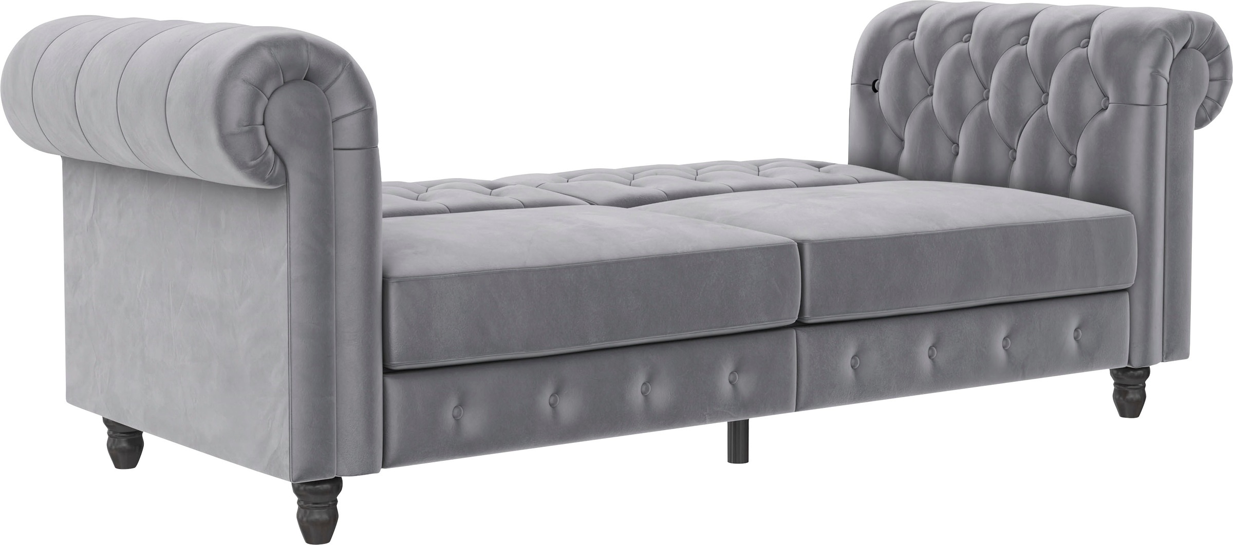 Dorel Home 3-Sitzer »Felix, Schlafsofa 236 cm, (Liegefläche 108x190cm), Rückenlehne«, 3-fach verstellbar, Velours, Kunstleder, Luxus-Microfaser Vintage