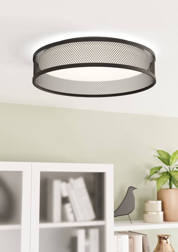 EGLO Deckenleuchte »LUPPINERIA«, 1 flammig, Leuchtmittel LED-Modul | LED fest integriert, Deckenleuchte, Metall in Schwarz und Kunststoff in Weiß, Ø 38,5 cm