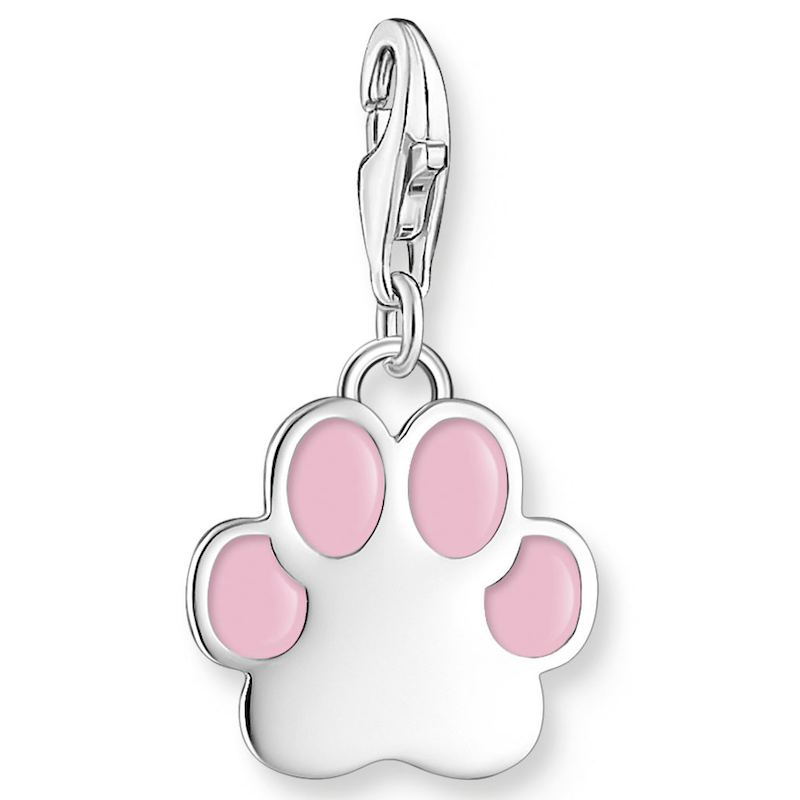 THOMAS SABO Charm-Einhänger »Pfote Silber« silberfarben-rosa Trendiger Charm-Anhänger mit Pfotenmotiv