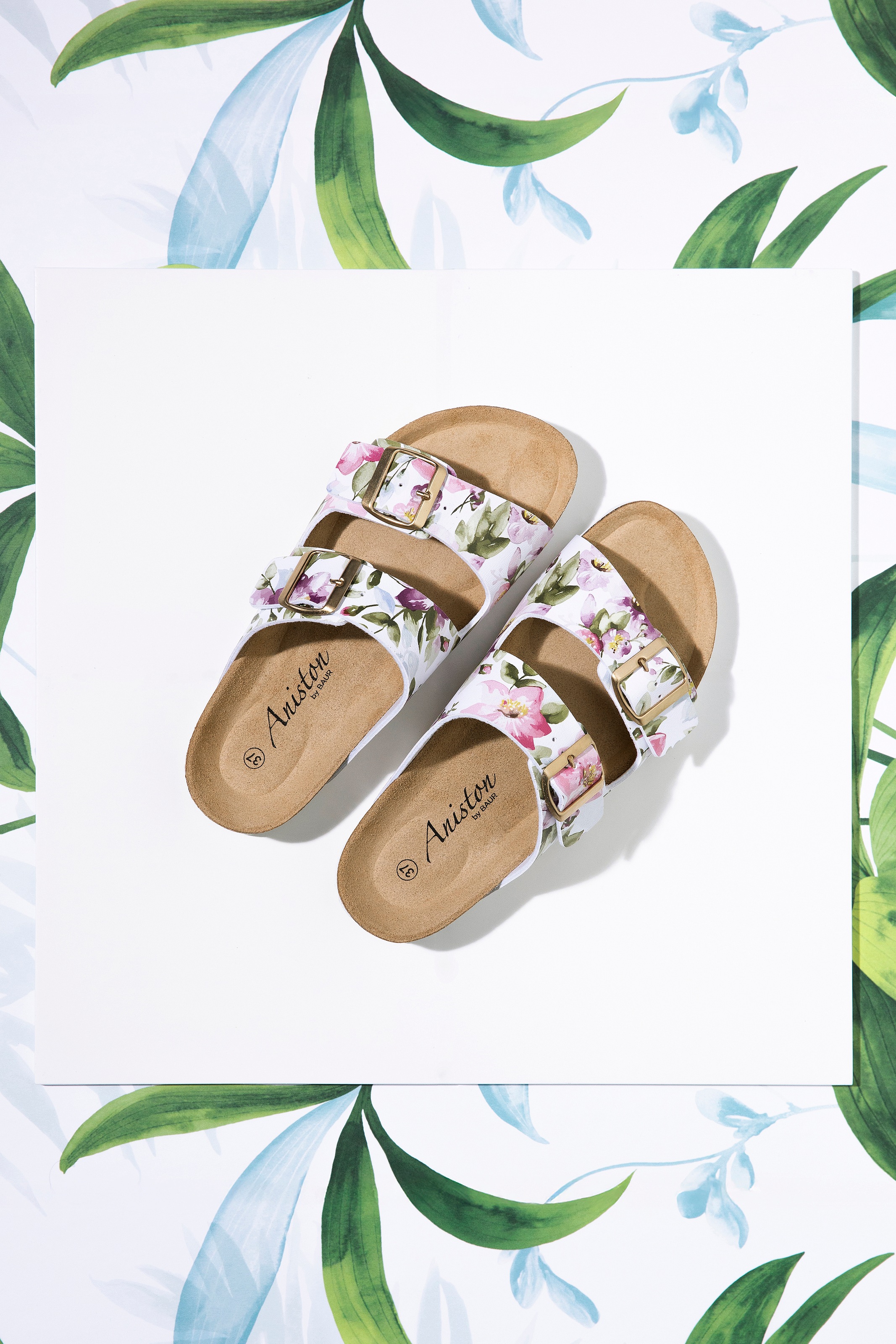 Aniston SHOES Pantolette  Hausschuh, Sommerschuh mit Blumendruck - NEUE KOLLEKTION