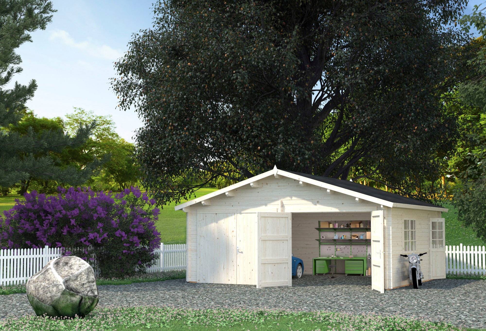 Palmako Garage »Roger«, BxTxH: 629x565x310 cm, mit Holztor, naturbelassen