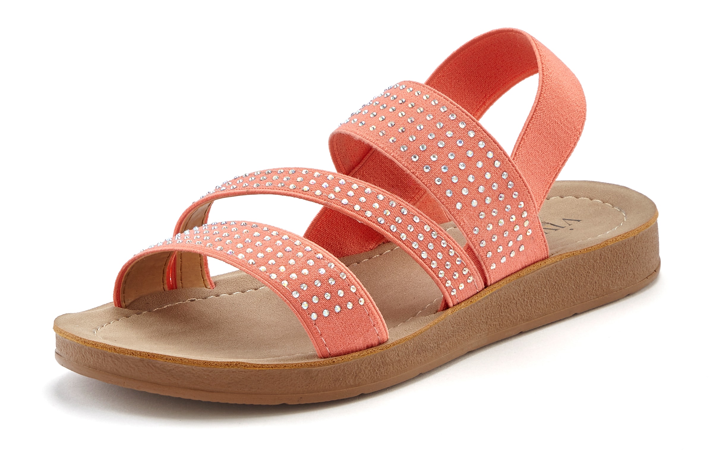 Vivance Sandale »Mule, Sandale, offener Schuh, Pantolette, Sommerschuh«, mit elastischen Riemchen und Glitzersteinchen