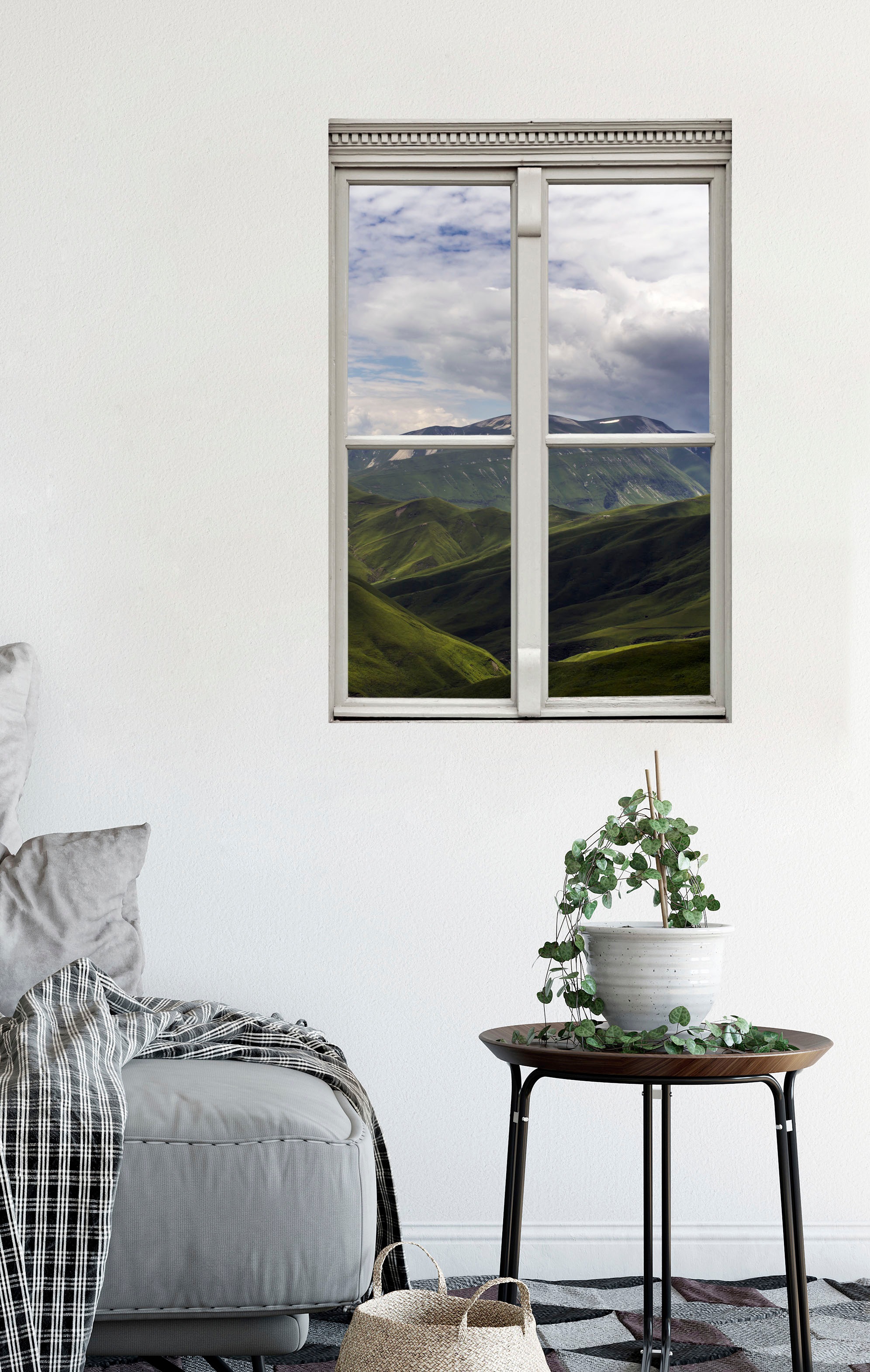 queence Wandsticker »Berge«, Wandsticker, Wandbild, selbstklebend, 3D, Fenster