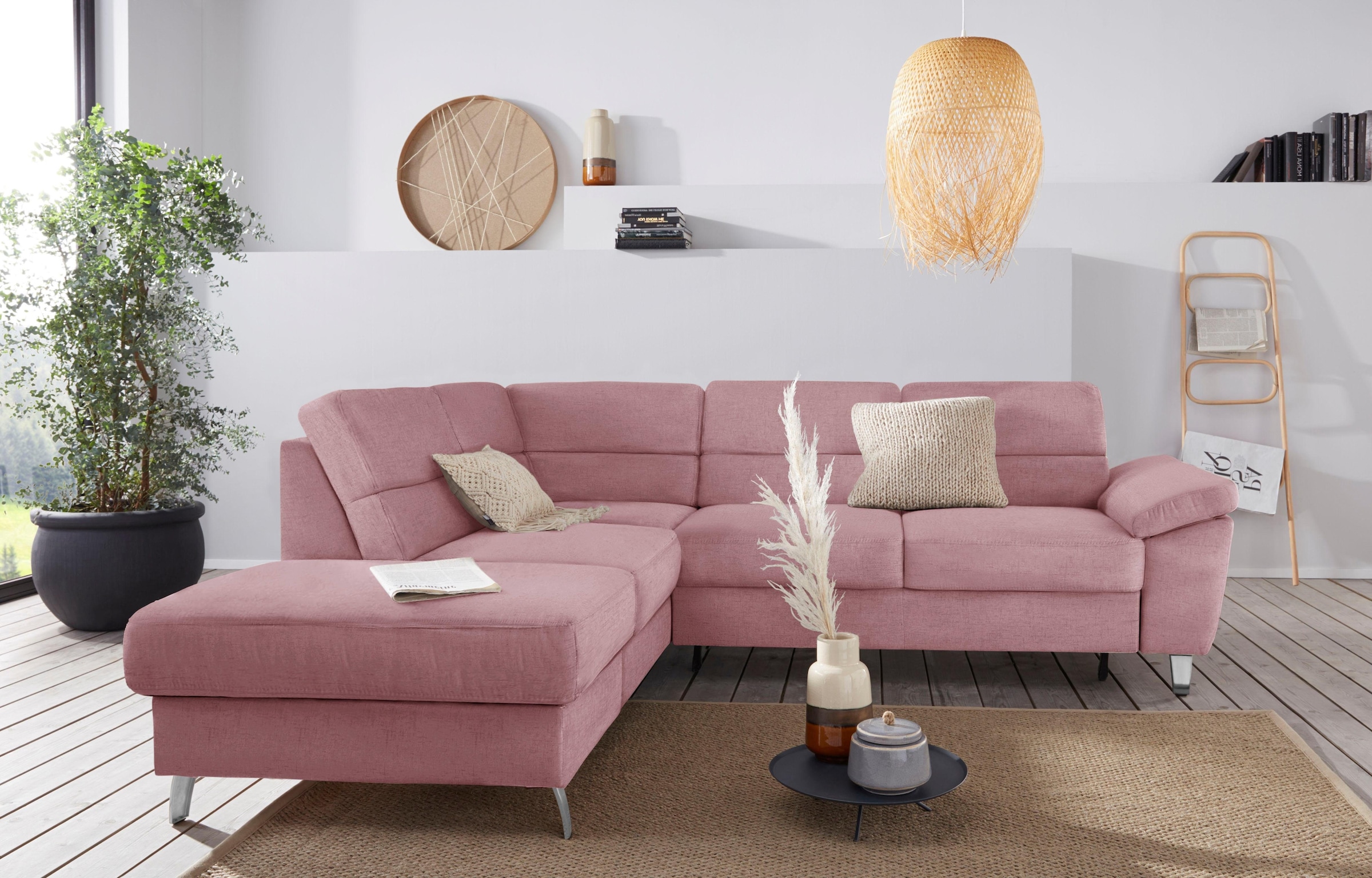 sit&more Ecksofa »Sorano L-Form«, wahlweise mit Bettfunktion und Bettkasten