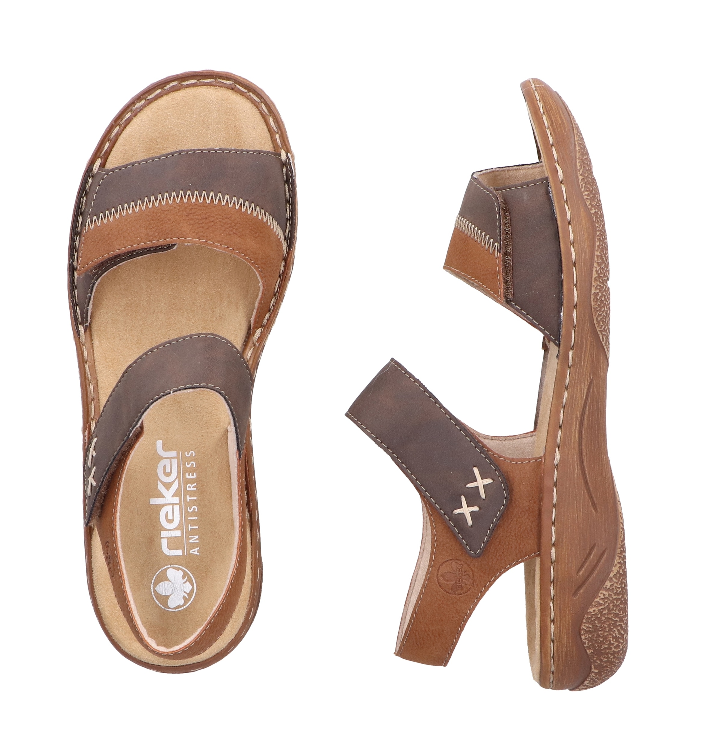 Rieker Sandale  Riemchensandale, Sommerschuh, Sandalette, Klettschuh mit Keilabsatz