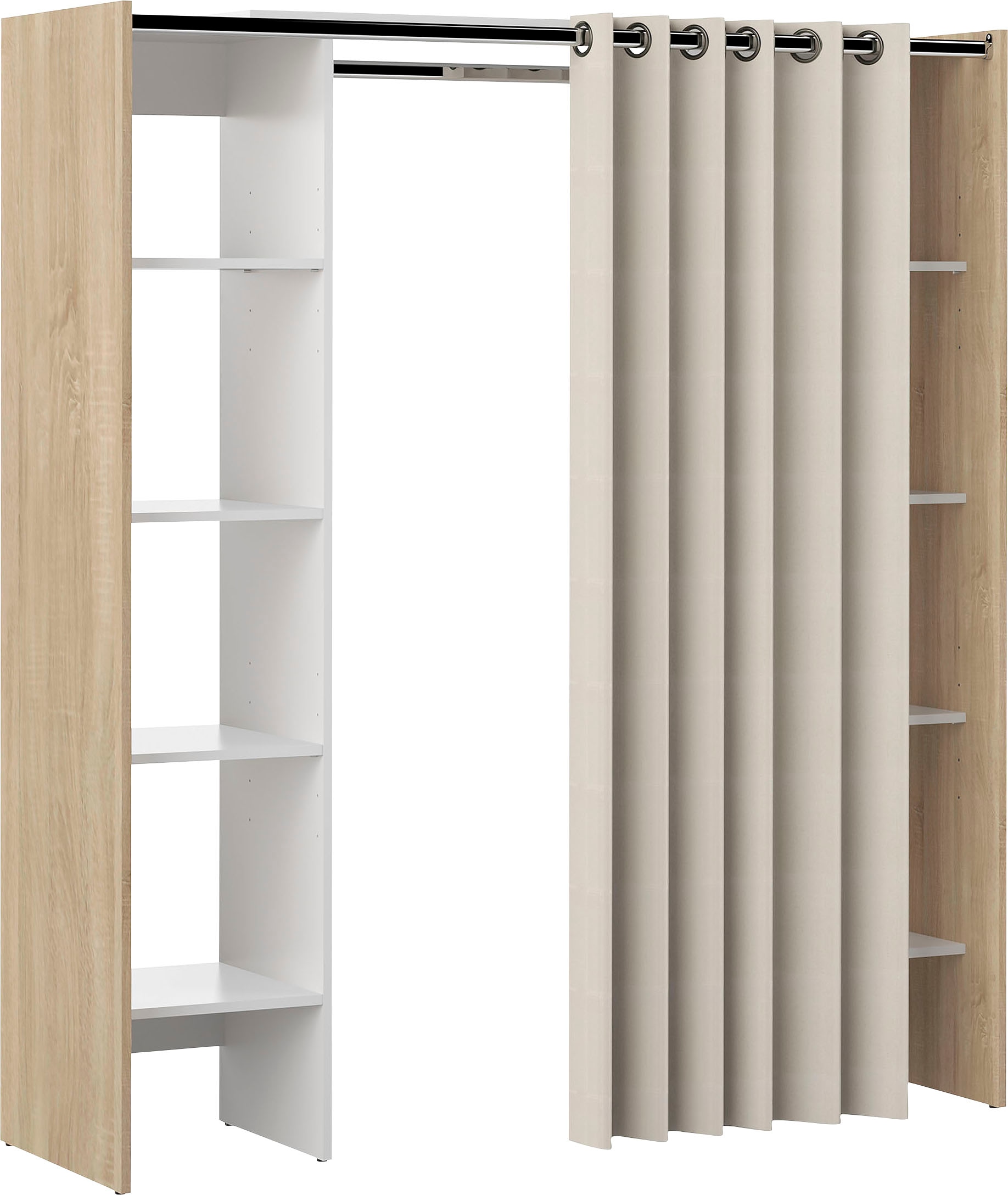 TemaHome Garderobenschrank »TOM«, Schrank mit Vorhang, ausziehbar auf Breite 185,3 cm