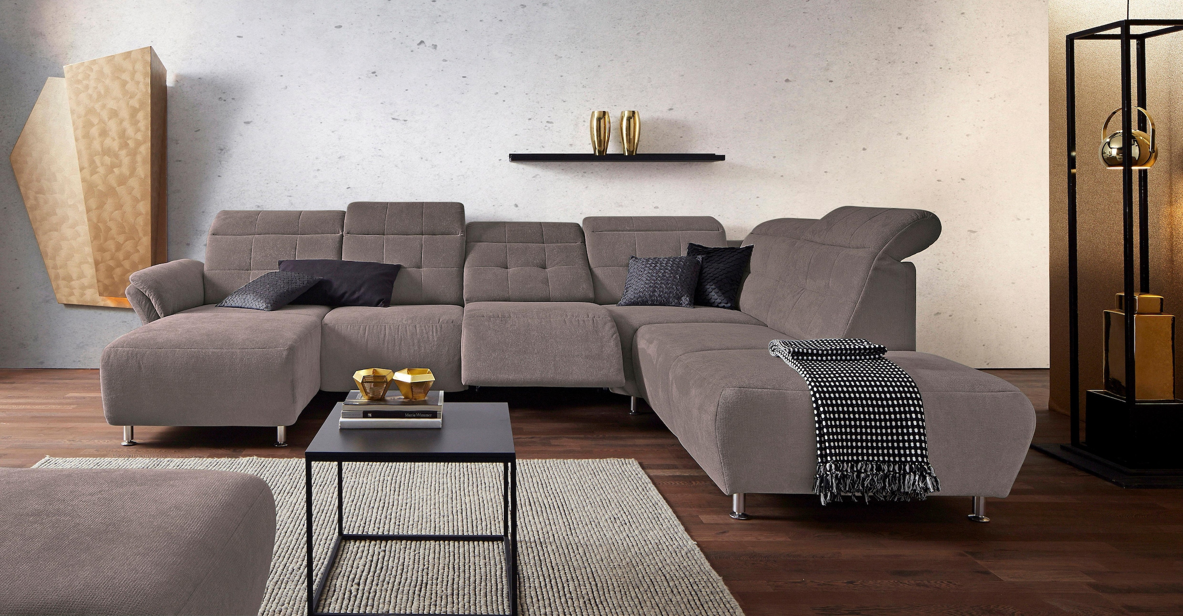 Home affaire Wohnlandschaft »Manhattan U-Form« 2 Sitze mit elektrischer Rel günstig online kaufen