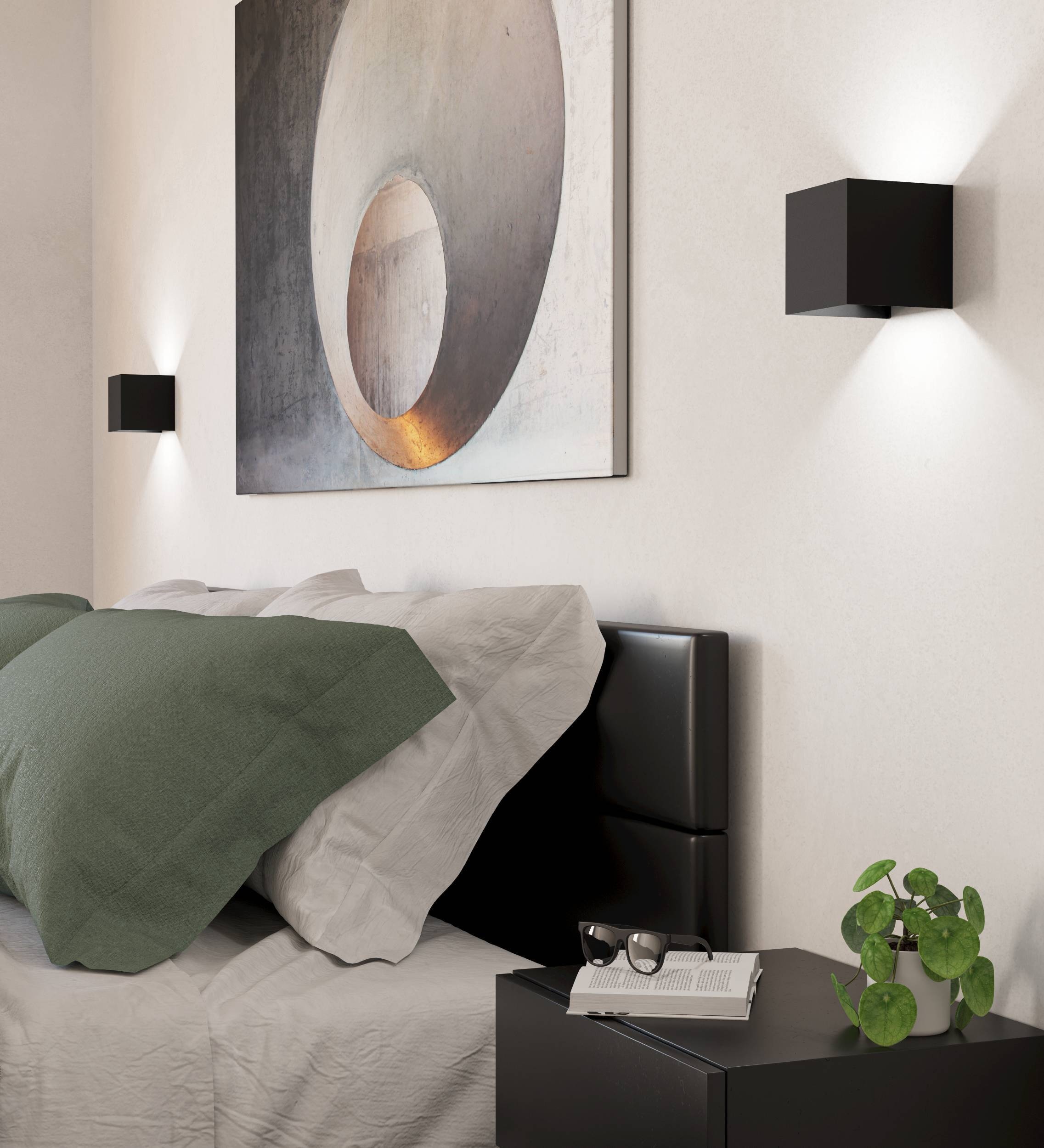 EGLO Wandleuchte »Valmontone Wandlampe,innen, Würfel, indirekte Up und Down Beleuchtung« LED-Modul 1 Stk. Warmweiß Wand-/Deckenleuchte - L10 x H10 x AL10 cm - schwarz - 2X1,5W inkl.