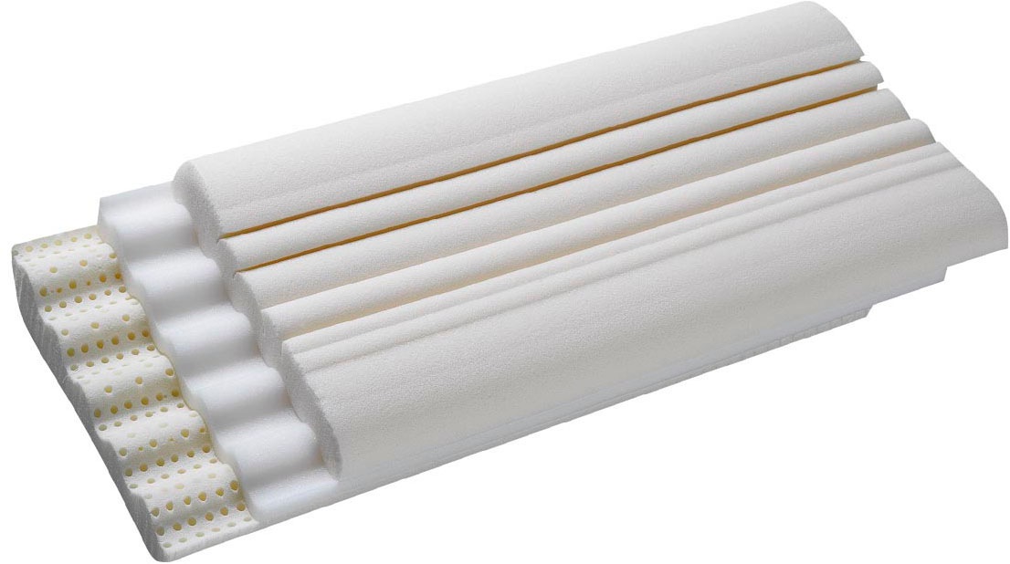 billerbeck Nackenstützkissen »Wellneck«, Allergiker freundlich, Füllung: 3-teilig, - Softlatex - viscoelastischer, offenporiger Hight-Tech-Schaum - Schaumkern-Einlage, Bezug: 100% Baumwolle, versteppt mit Airsoft® (100% Polyester), (1 St.)