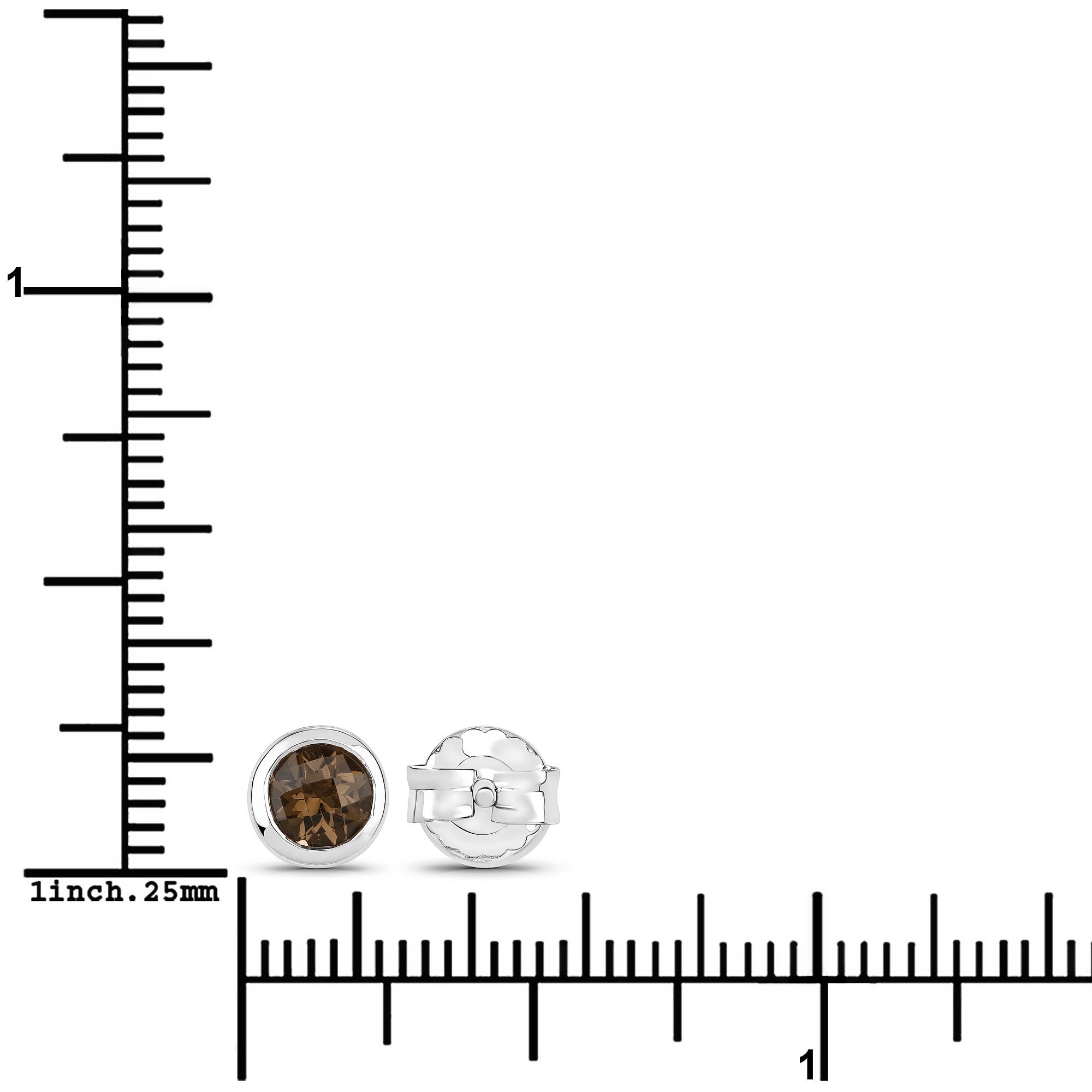 Vira Jewels Paar Ohrstecker »925-Sterling Silber rhodiniert glänzend Rauchquartz braun rund«