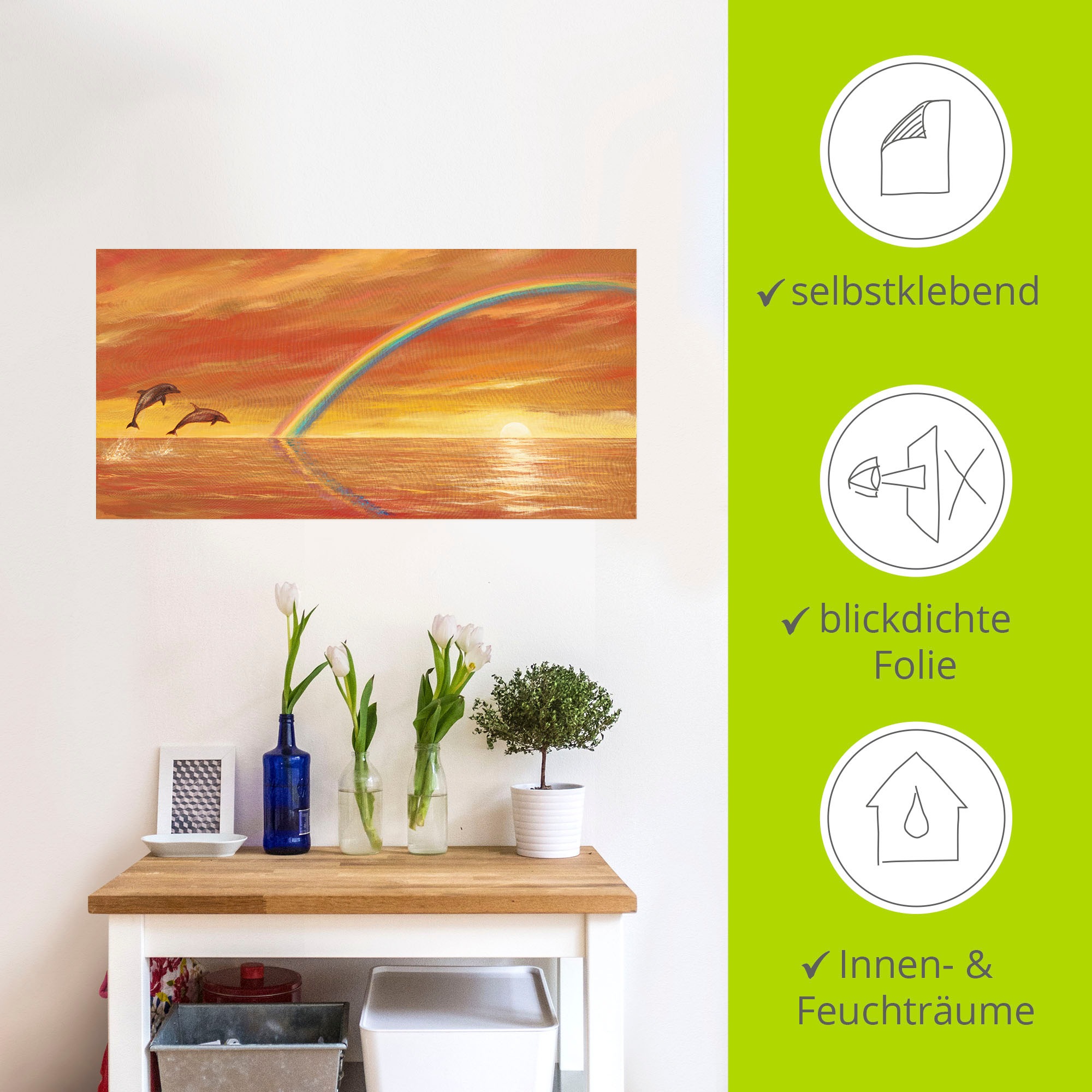 Artland Wandbild »Regenbogen über dem Meer«, Wassertiere, (1 St.), als Alubild, Outdoorbild, Leinwandbild, Wandaufkleber, versch. Größen
