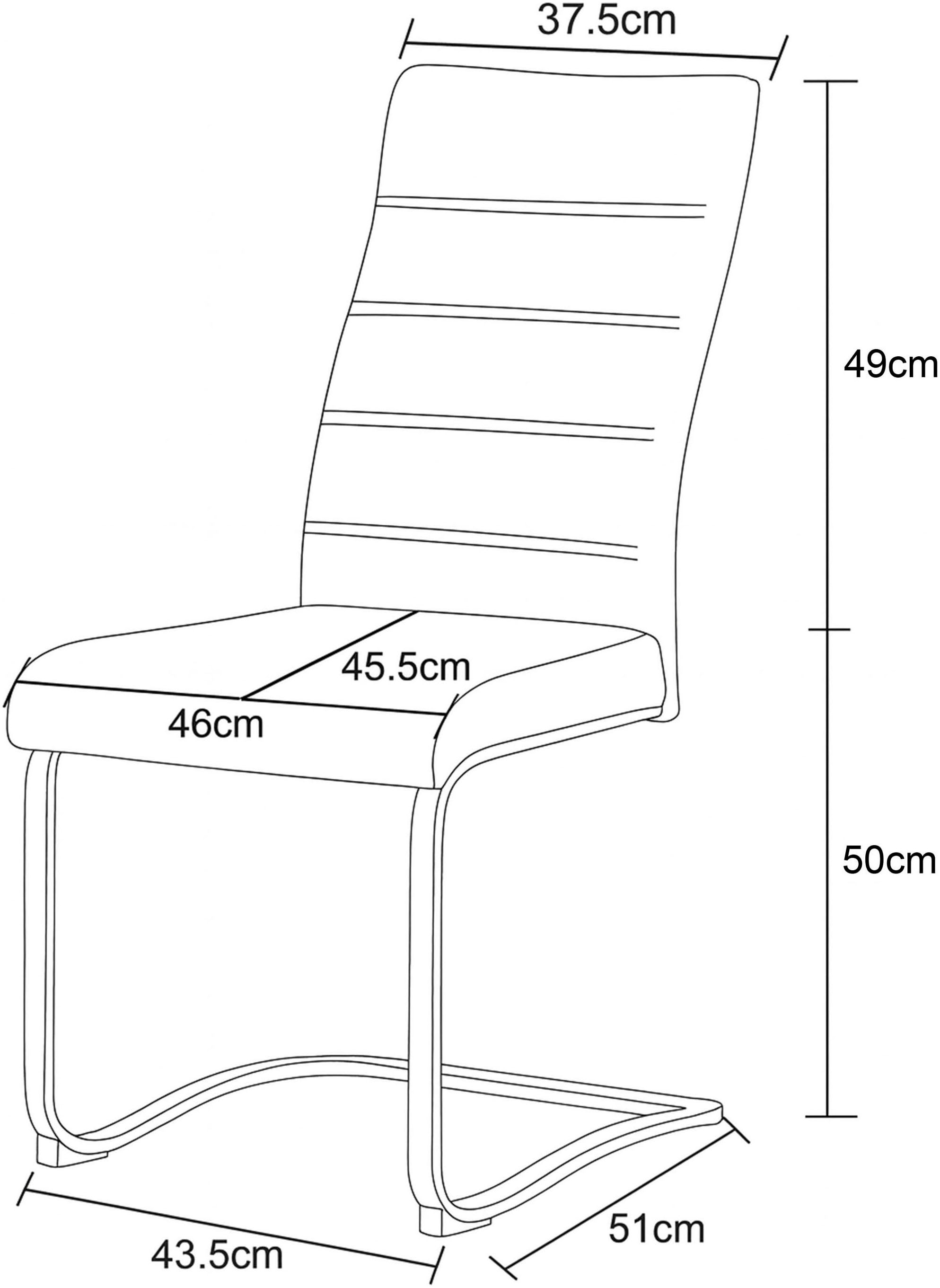 Home affaire Esszimmerstuhl »PICTOU, 2er Set, mit Metallgestell in matt schwarz« (Set) 2 Stk.in verschiedenen Farben, Belsatbarkeit pro Stuhl 120 kg