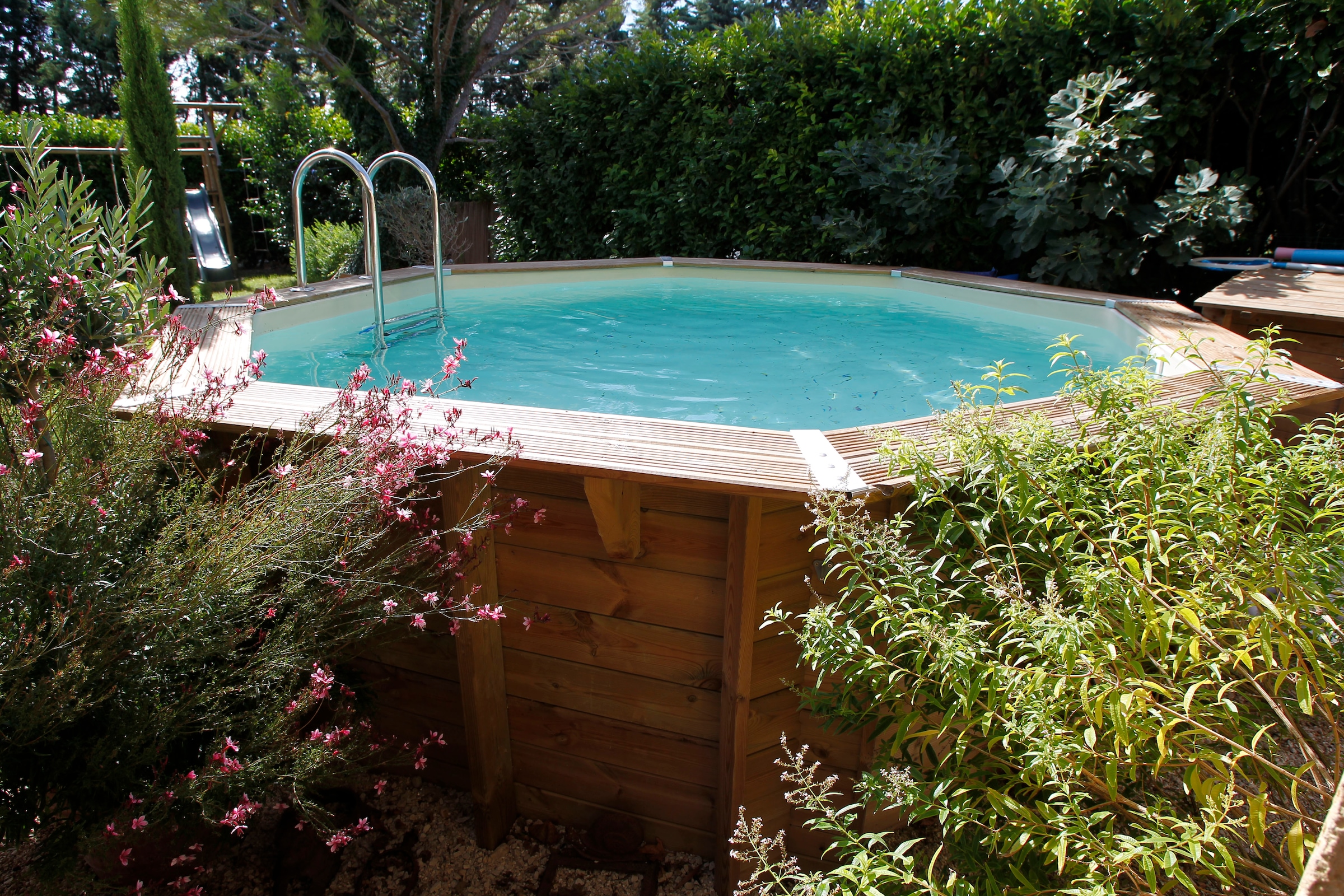 Ubbink Achteckpool »Ocea 430«, (Komplett-Set, 11 tlg.), ø 430 x 120 cm, Holzpool komplett mit Filteranlage