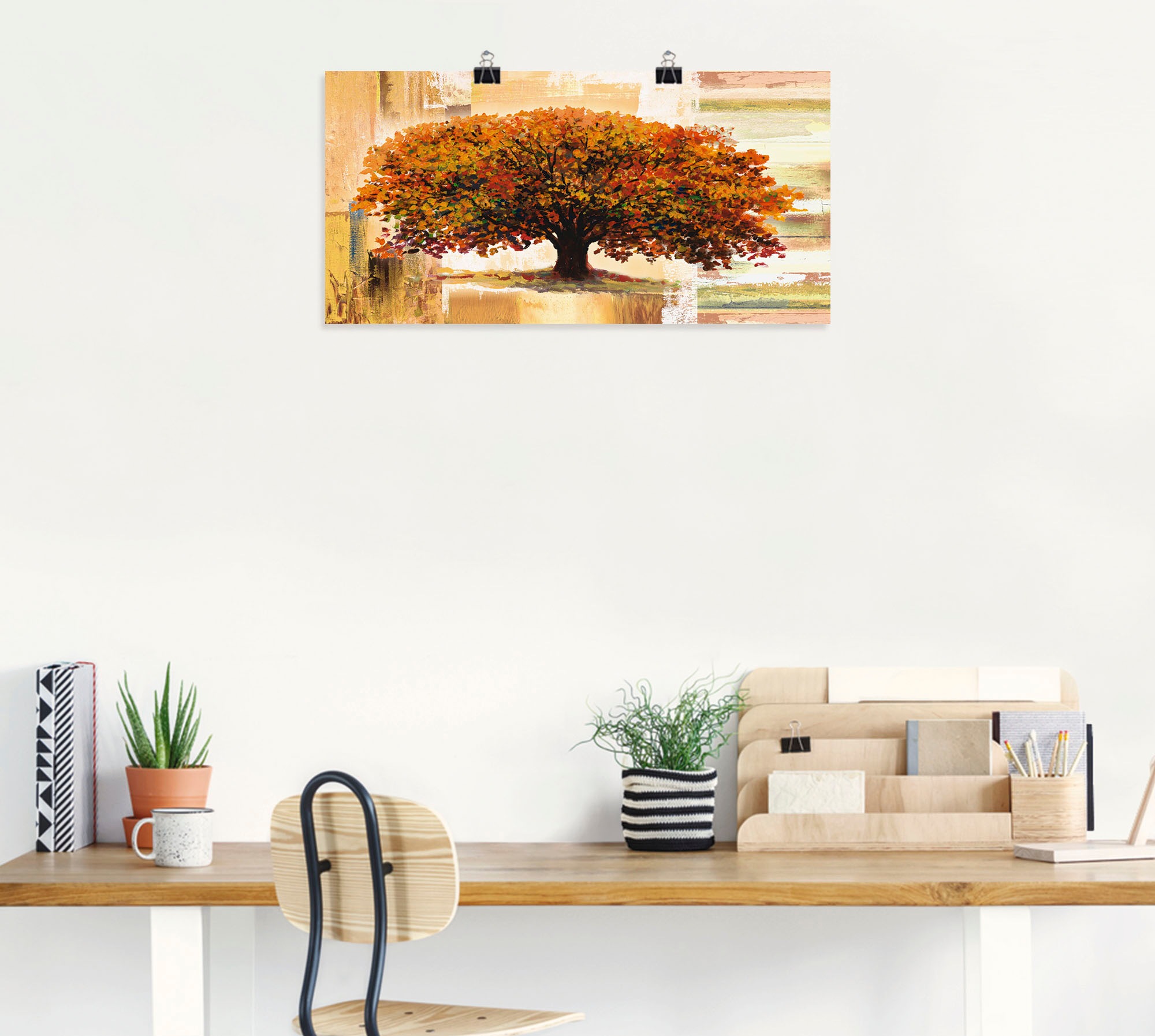 Artland Wandbild »Herbstbaum auf abstraktem Hintergrund«, Bäume, (1 St.), als Alubild, Outdoorbild, Leinwandbild, Poster in verschied. Größen