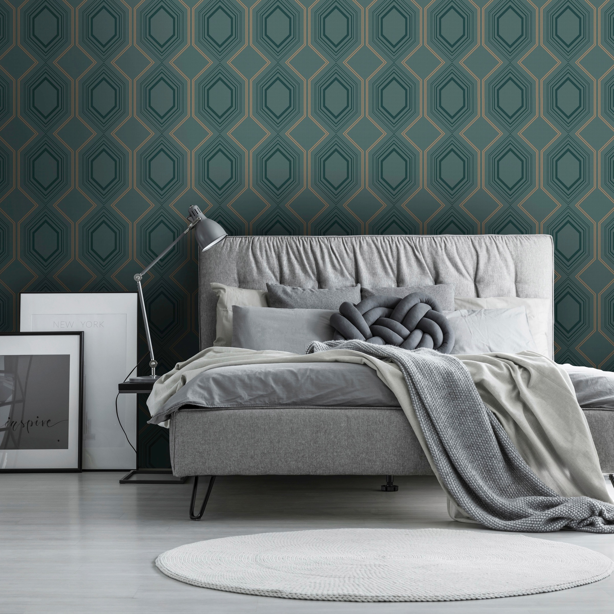 WOW Vliestapete »Art Deco Chic«, geometrisch, Grün - 1005x52 cm
