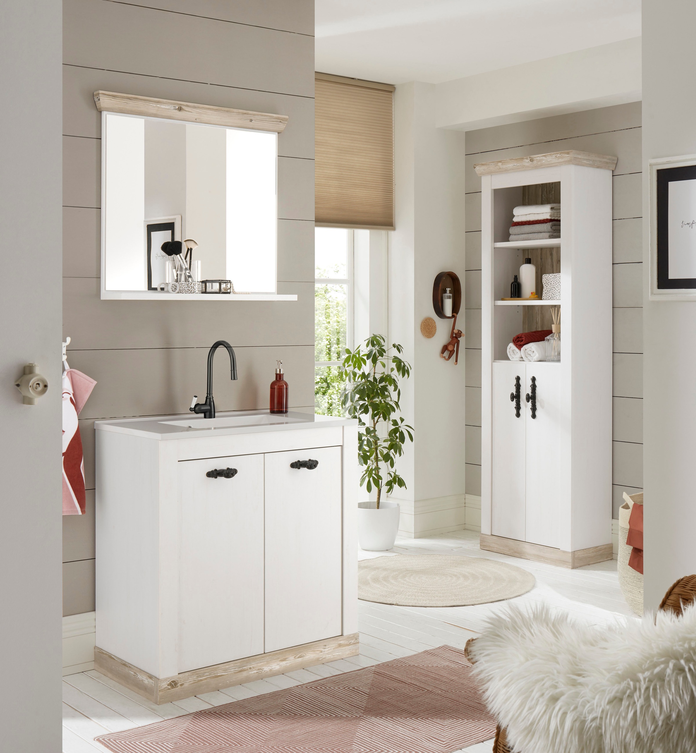 Home affaire Badmöbel-Set »Florenz, Bad im Landhausstil, 3-teiliges Badezim günstig online kaufen
