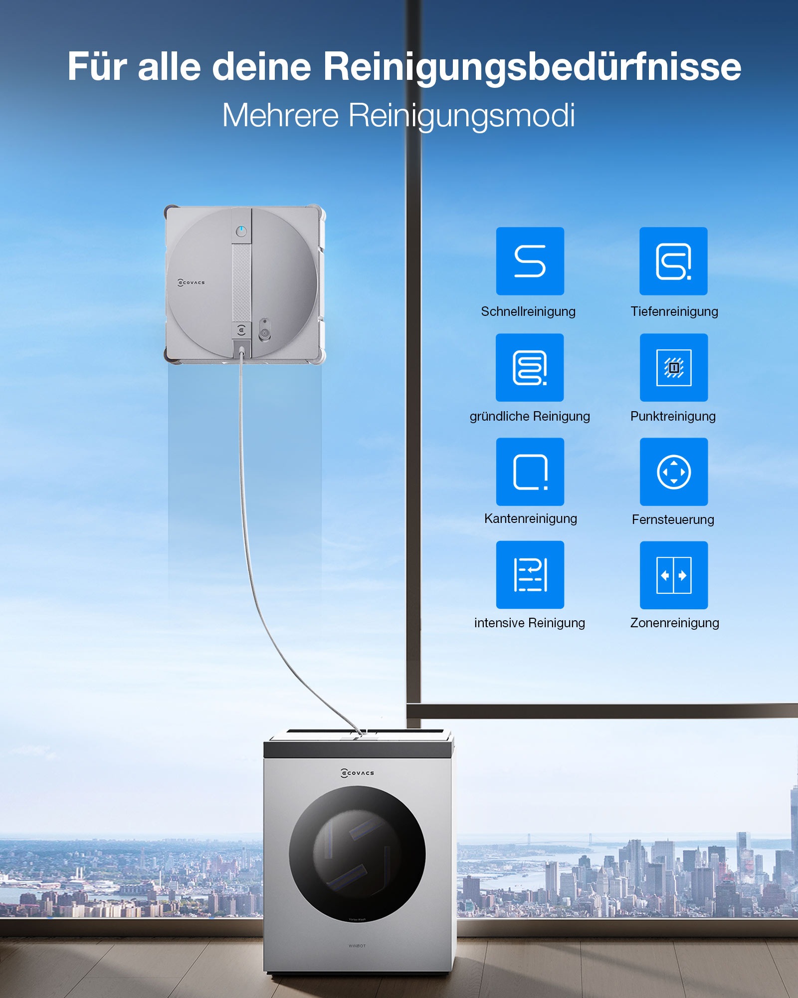 ECOVACS Fensterputzroboter »WINBOT W3 OMNI« Vortex-Reinigungssystem