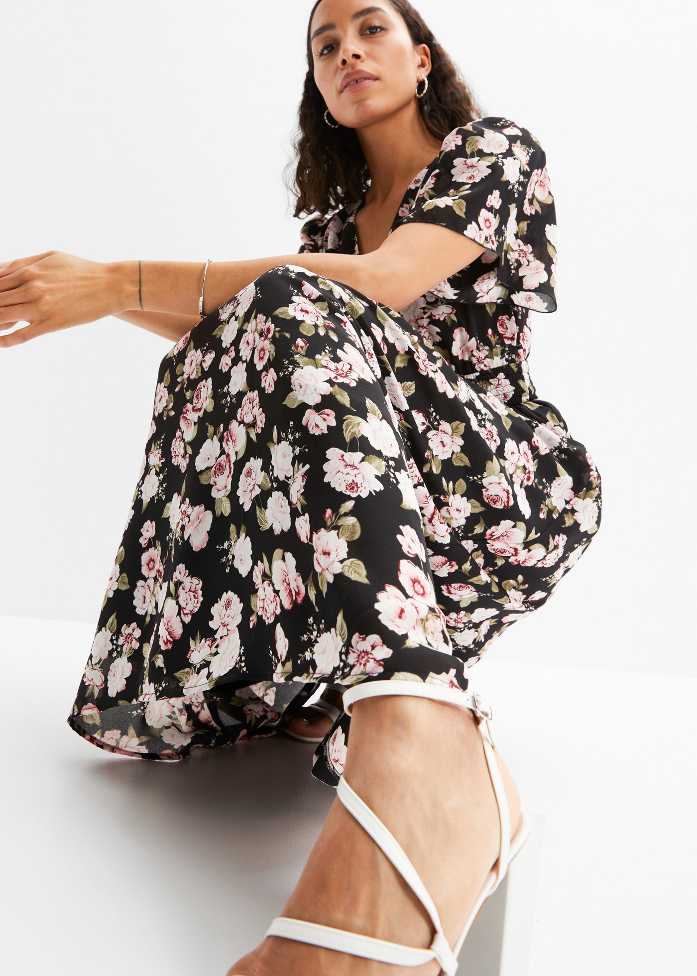 bonprix Maxikleid für den Alltag, aus Polyester, ausgestellte Passform