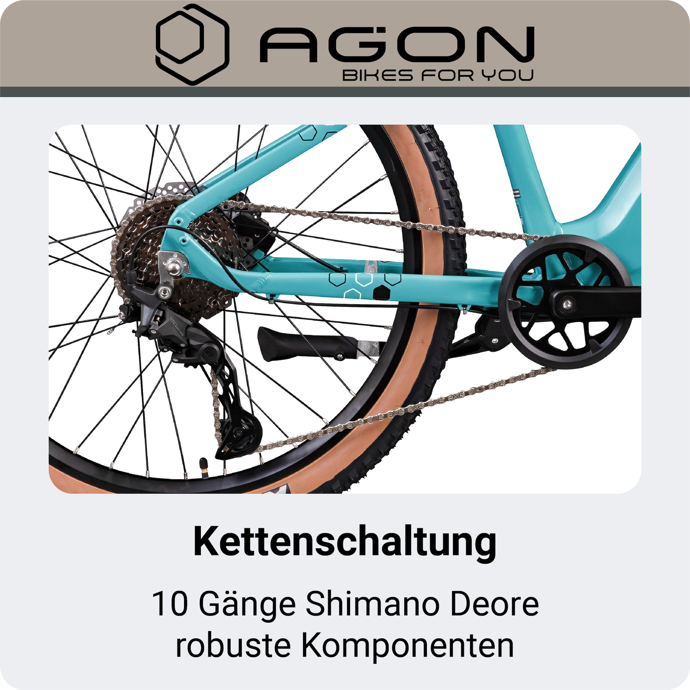 AGON »Alpha« 10 Gang Shimano Deore SGS T6000 Schaltwerk Kettenschaltung Heckmotor 250 W Pedelec, Elektrofahrrad für Damen u. Herren, MTB