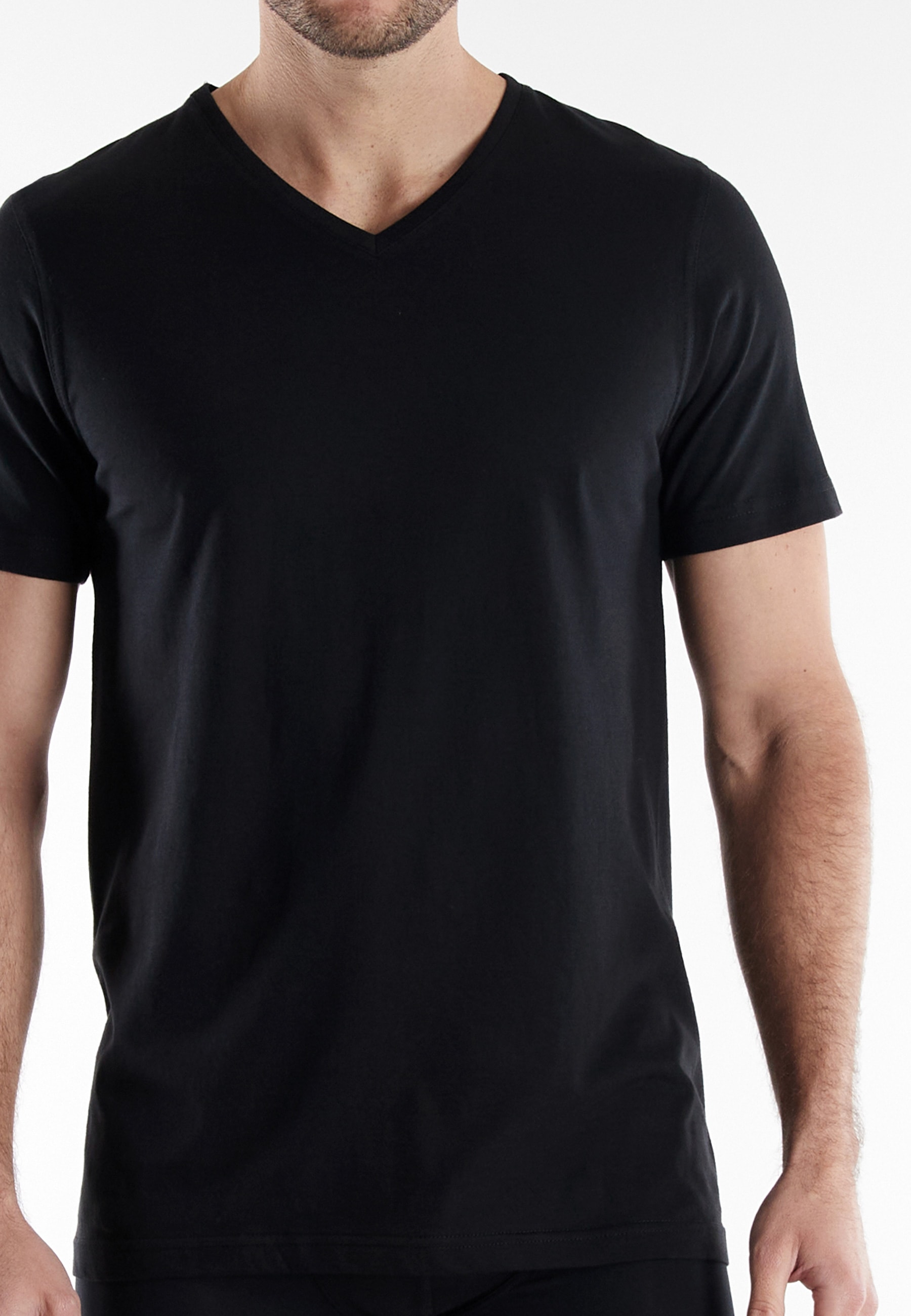 bugatti T-Shirt »Bari« 2er Pack,  V-Ausschnitt, Kurzarm, basic, Baumwolle, weich, atmungsaktiv