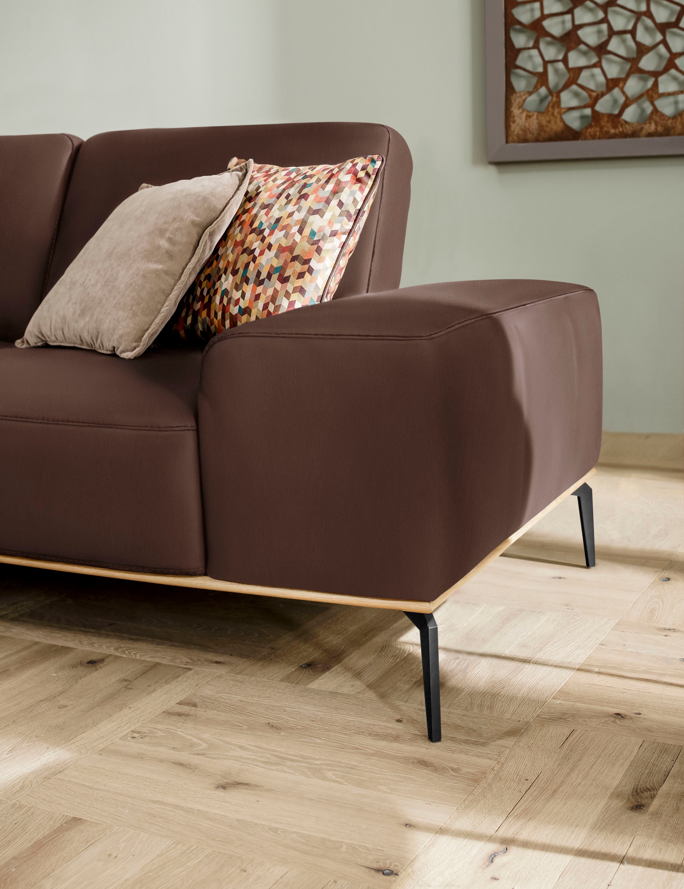 W.SCHILLIG Ecksofa »run, Designsofa mit tollem Sitzkomfort, bequem, L-Form«, mit Holzsockel, Füße in Schwarz pulverbeschichtet, Breite 279 cm