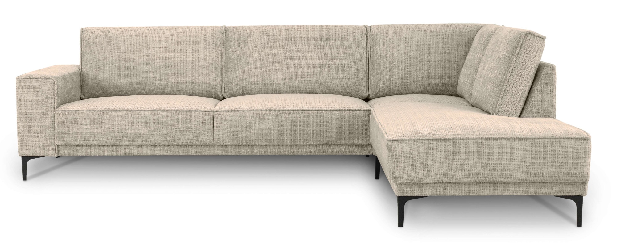 Places of Style Ecksofa »Polsterecke Oland, Struktur, Flachgewebe, Luxus-Microfaser, Boucle«, L-Form, 289 cm, Wellenunterfederung, Skandi-Design, Metallfüße