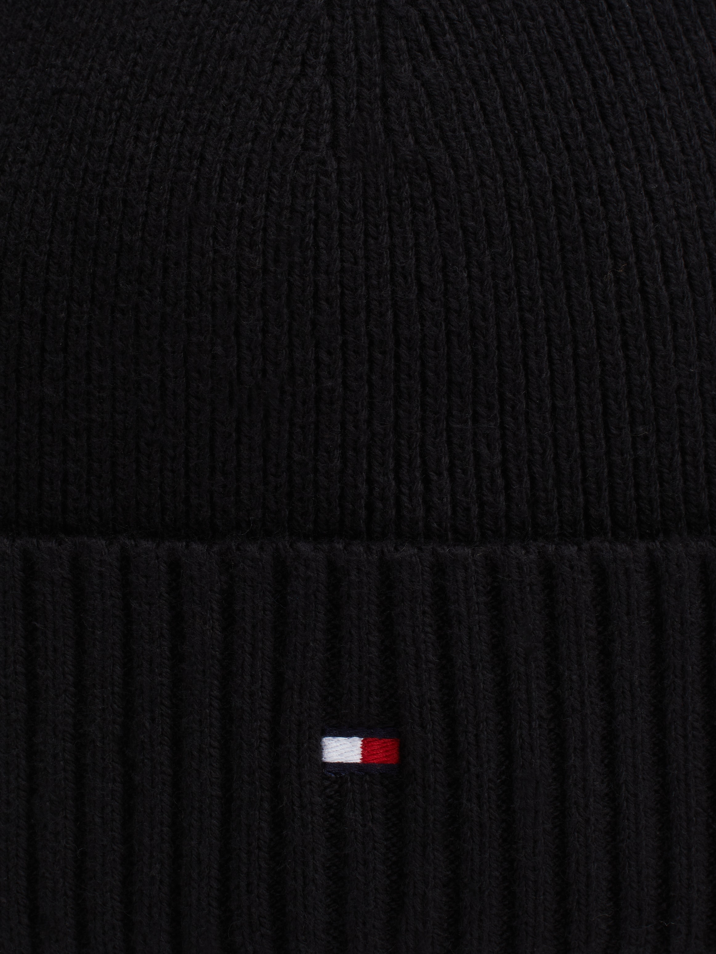 Tommy Hilfiger Strickmütze »TH FLAG PIMA COTTON BEANIE«, mit Logostickerei