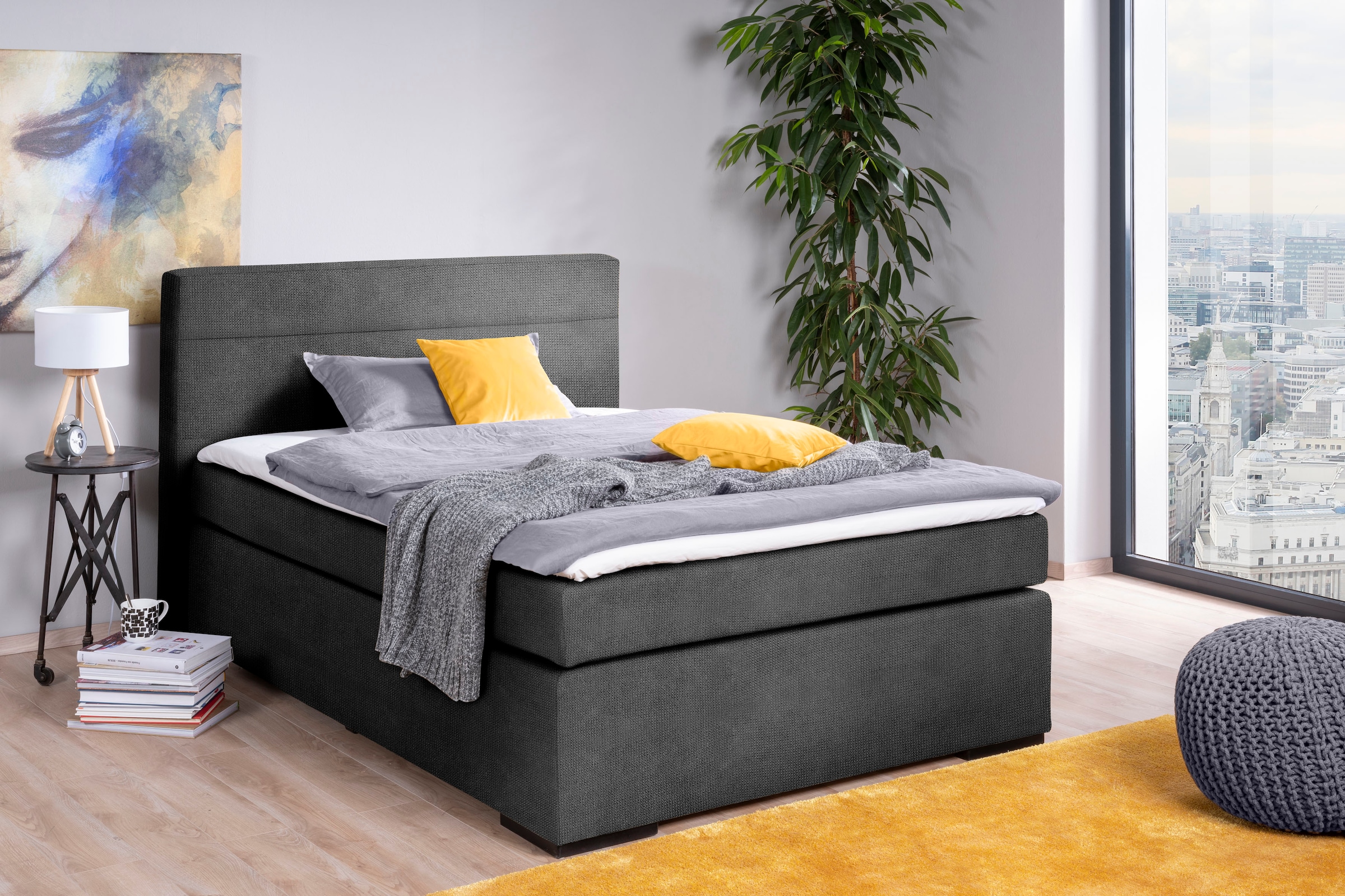 alina Boxspringbett »Nikki« inklusive Matratze und Topper, Füße schwarz