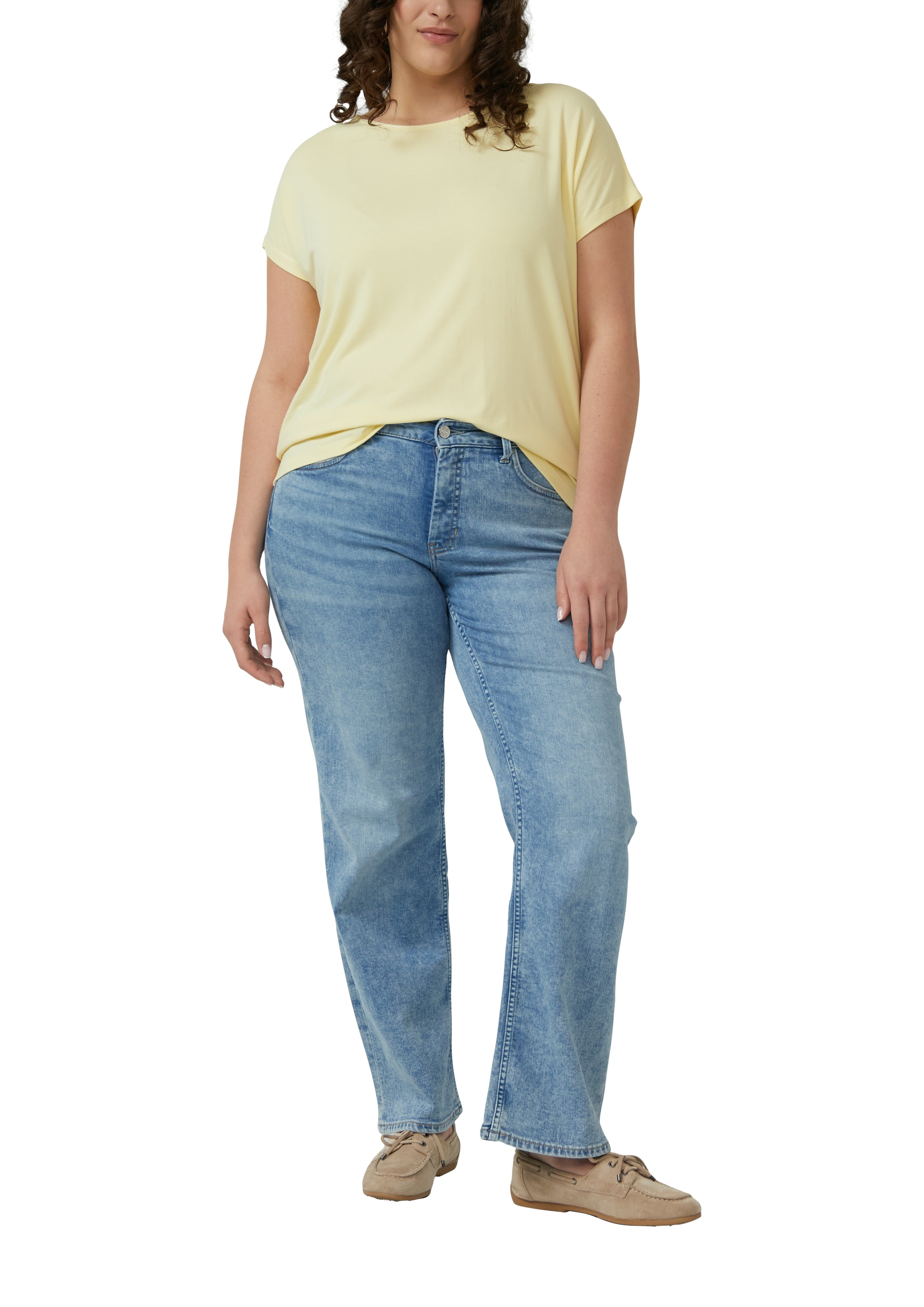 s.Oliver CURVE Kurzarmshirt Sommershirt mit Viskose/Stretch