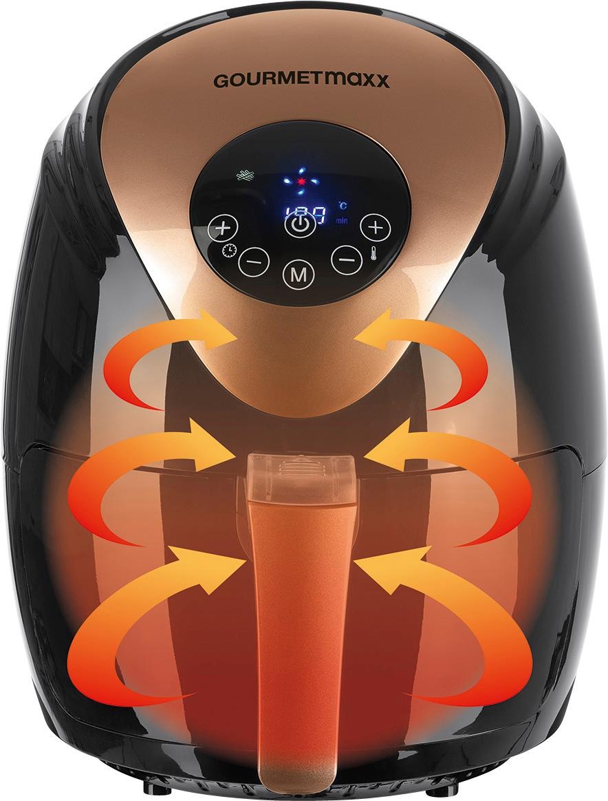 GOURMETmaxx Heißluftfritteuse »Digital 2,5l - Schwarz/Kupfer«, 1500 W, Fassungsvermögen 2 kg
