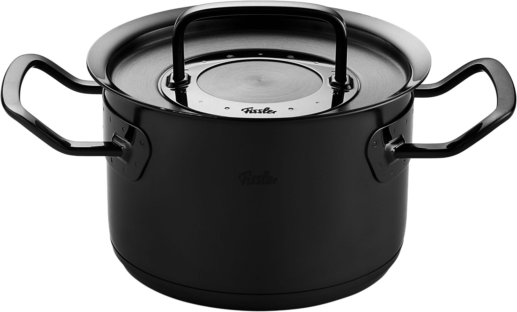 Fissler Topf-Set »Original-Profi Collection ShadowLine«, Edelstahl 18/10, (Set, 8 tlg., 3 Kochtöpfe mit Metalldeckel, 1 Servierpfanne, 1 Stielkasserolle), Auf 1.800 Stück limitiert, Echtheitszertifikat, Made in Germany
