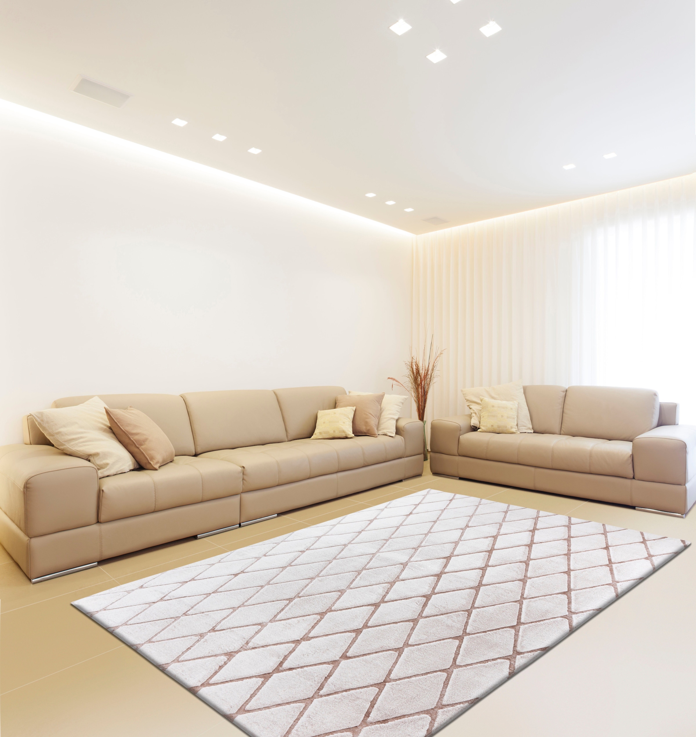 calo-deluxe Teppich »Jardan-2000«, rechteckig, 20 mm Höhe, besonders weich durch Microfaser, Rauten-Design