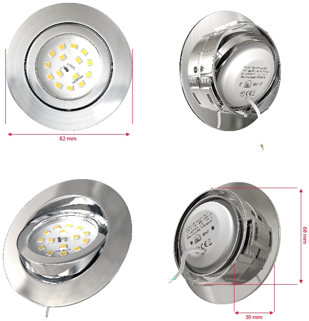 B.K.Licht LED Einbauleuchte »5er Set Einbaustrahler, Dimmbare Deckenstrahler, flache Spots«, 5 flammig, Leuchtmittel LED-Board | LED fest integriert, 3.000K, 470Lm, 5,5W, Kunststoff, 8,2 x 2,8 cm, Nickel