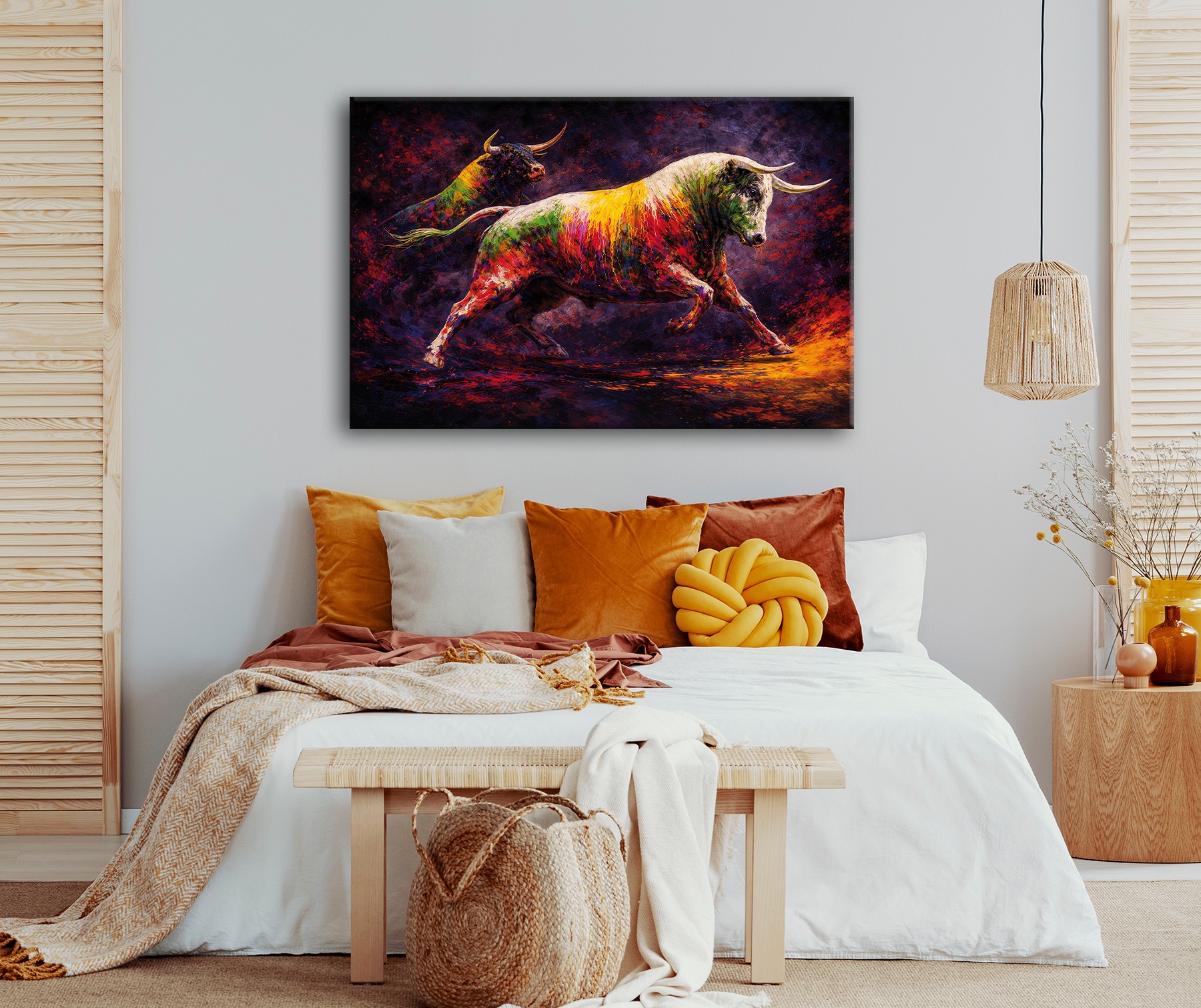 Bönninghoff Bild »BUNTER STIER 78x118 cm – Leinwandbild Keilrahmen Deko modern«
