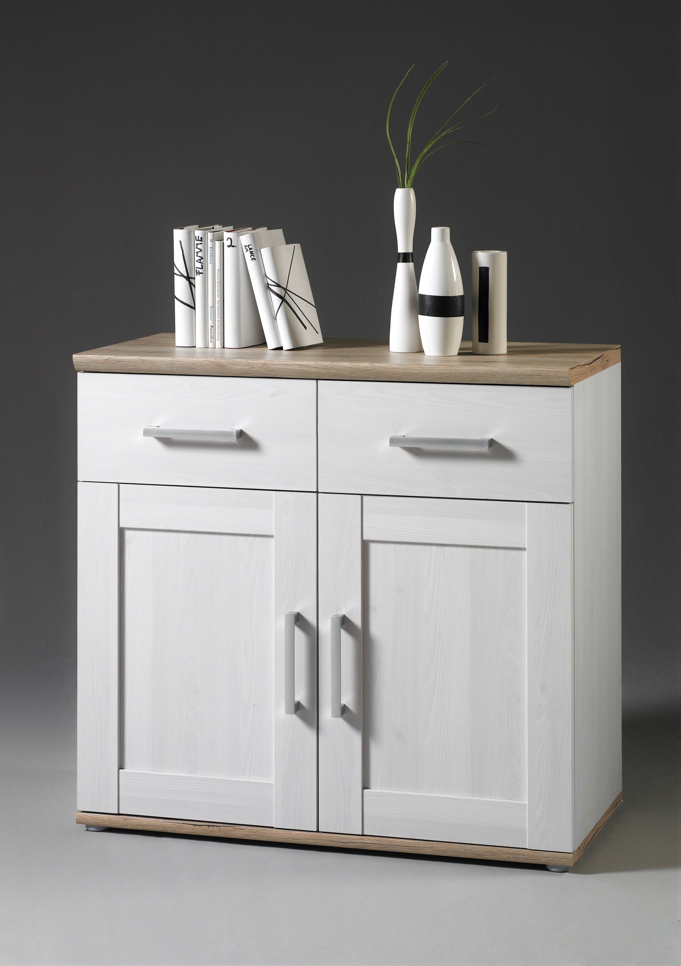 HBZ Kommode »Romance im Landhaustil, BxHxT 93x88x45 cm«, Schrank mit 2 Türen, 2 Schubkästen und 2 Einlegeböden