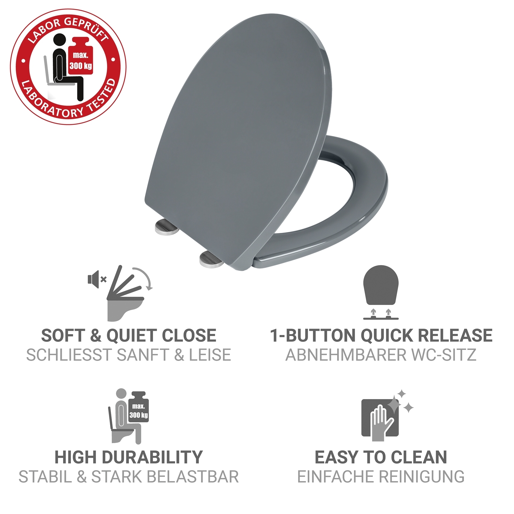 WENKO WC-Sitz »Ostuni« bruchstabiler Toilettensitz, belastbar bis 300 kg, mit Absenkautomatik