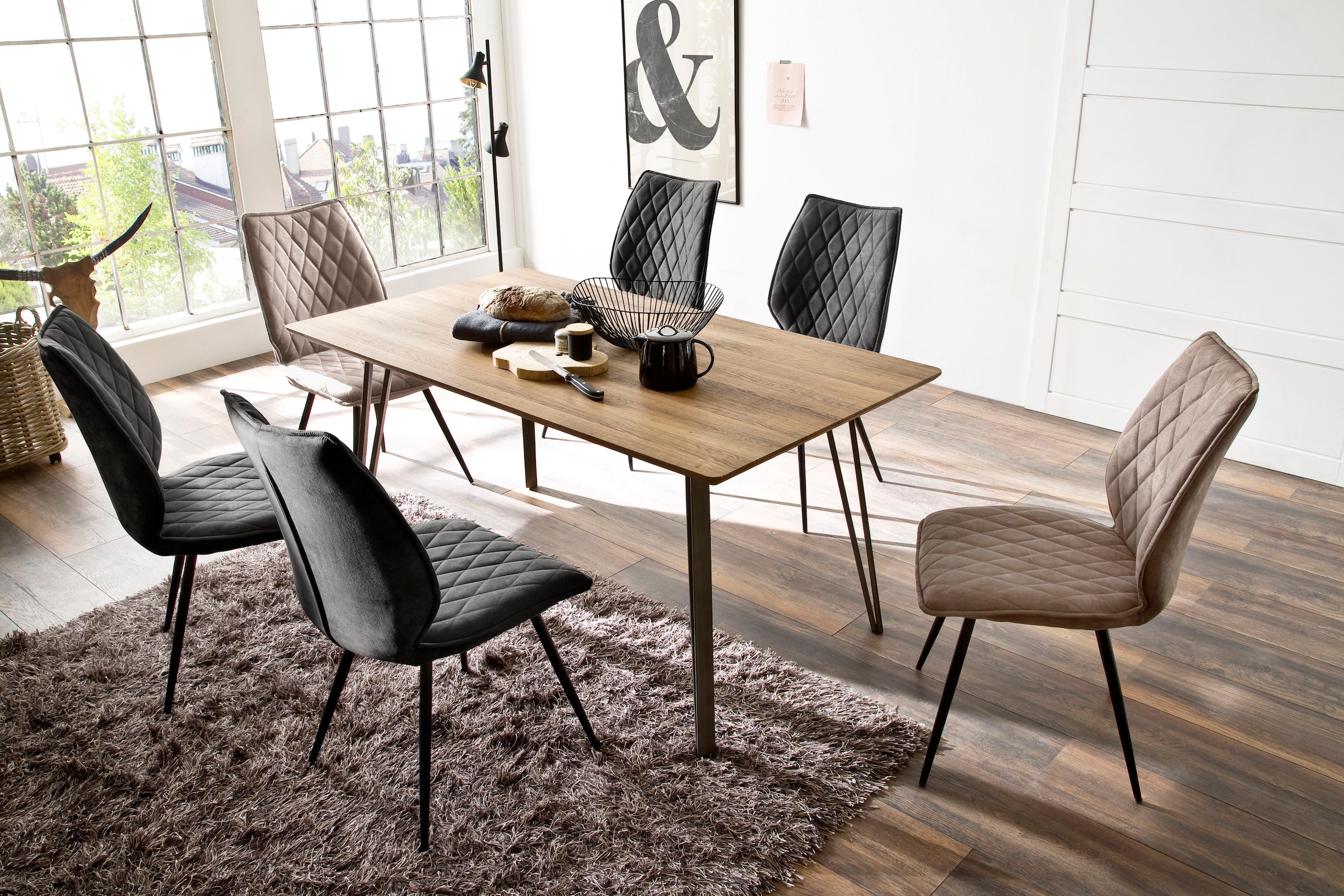 MCA furniture 4-Fußstuhl »Navarra«, 2 St., 2-er Set mit Stoffbezug, belastbar bis 120 kg, Komfortsitzhöhe 48 cm
