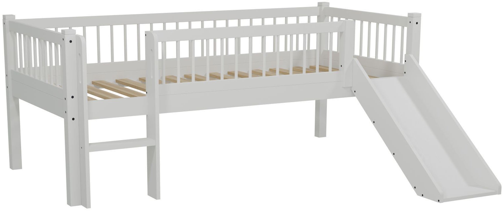 Vipack Massivholzbett »Forrest Massivholzbett Made In Europe, Stabil Und Hochwertig Gebaut« 90/200 Cm, Mit Rollrost, Leiter Und Rutsche,