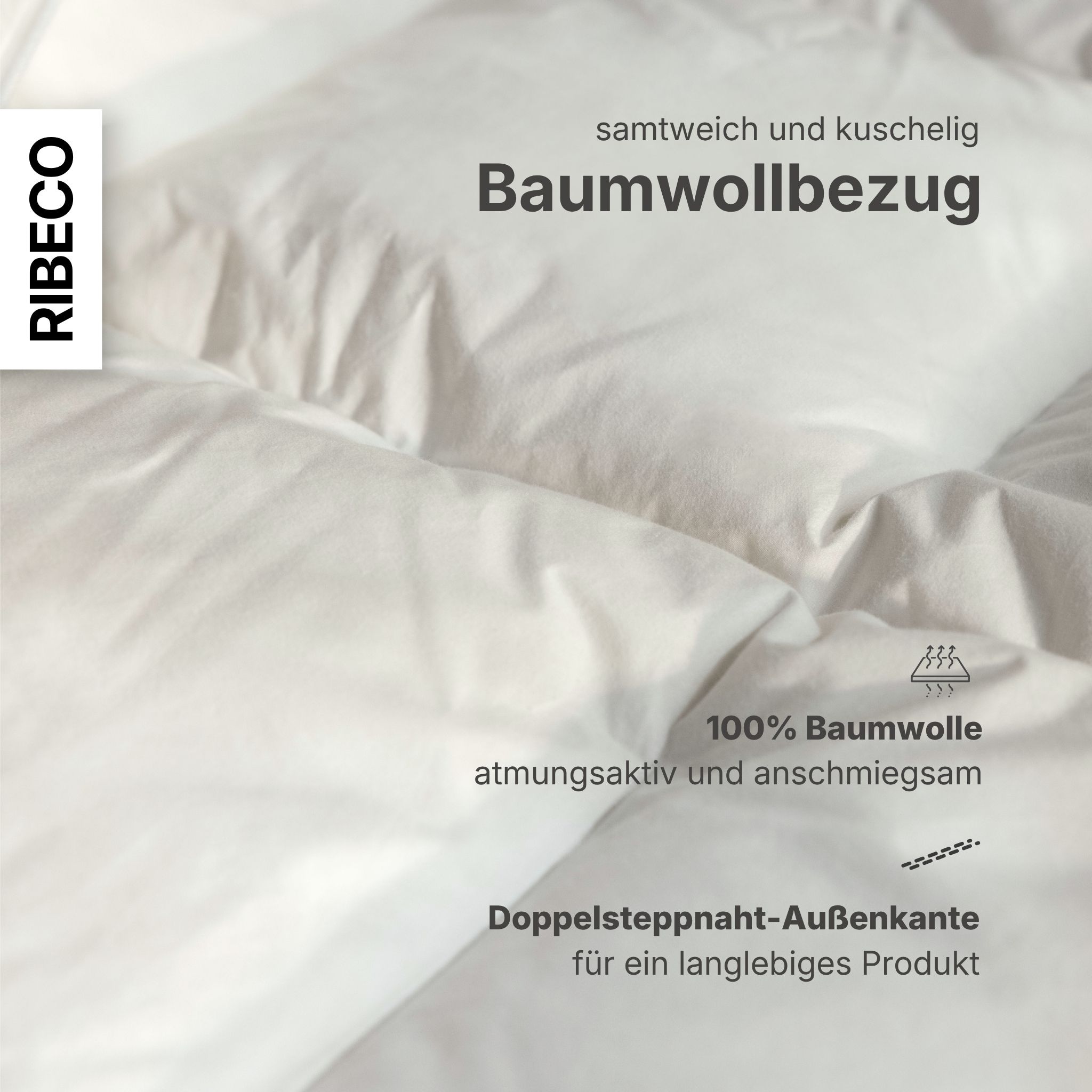 RIBECO Federbettdecke »Laram, Bettdecken für Sommer oder Winter, Made in Germany« leicht Füllung 90 % Federn, 10 % Daunen 1 Stk. tlg. Super Preis-Leistung, Bettdecke 135x200 cm oder 155x220 cm, Decke