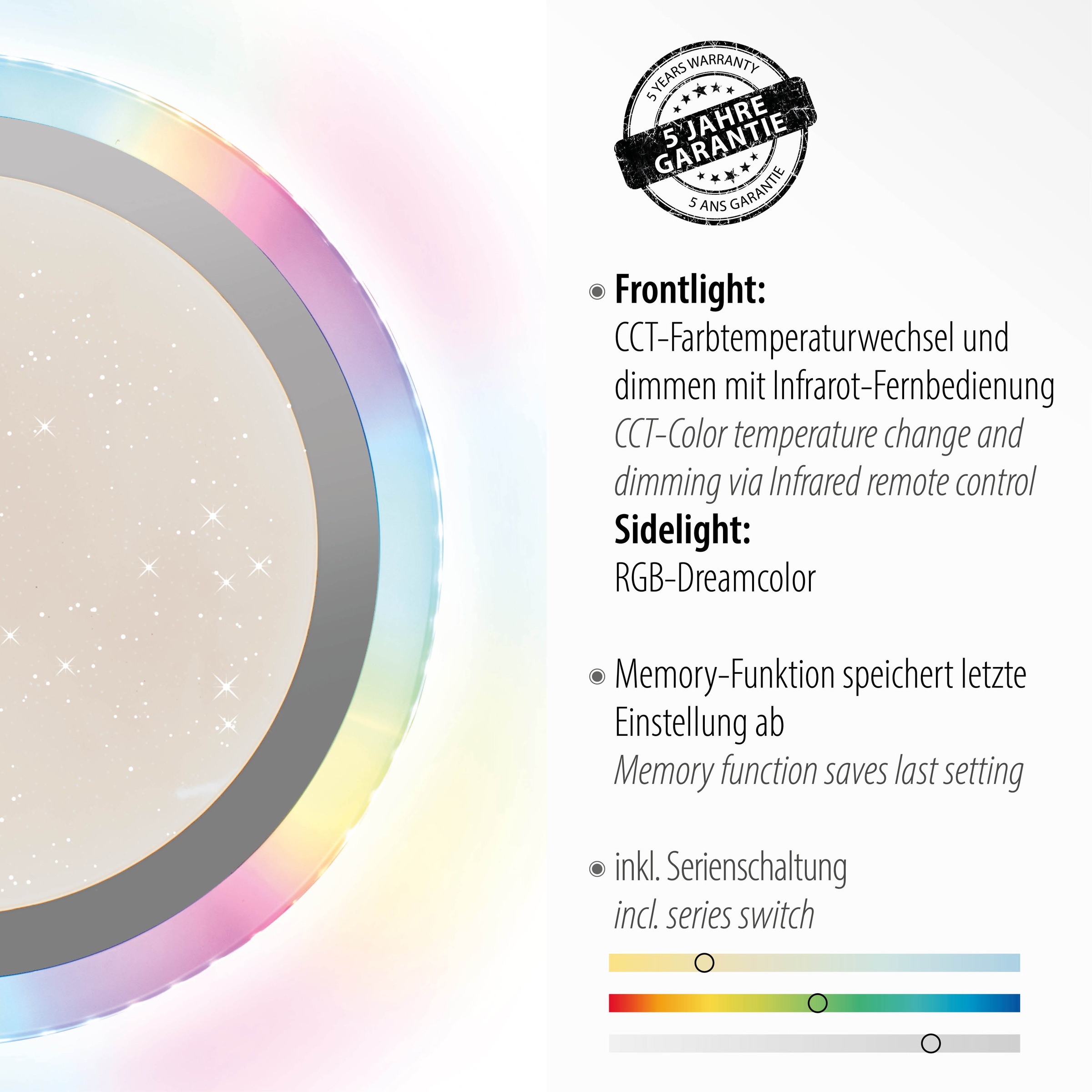 JUST LIGHT Deckenleuchte »CYBA«, 2 flammig, Leuchtmittel LED-Board-LED-Board | LED fest integriert-LED fest integriert, LED, CCT - über Fernbedienung, RGB-Rainbow, dimmbar, Infrarot inkl.