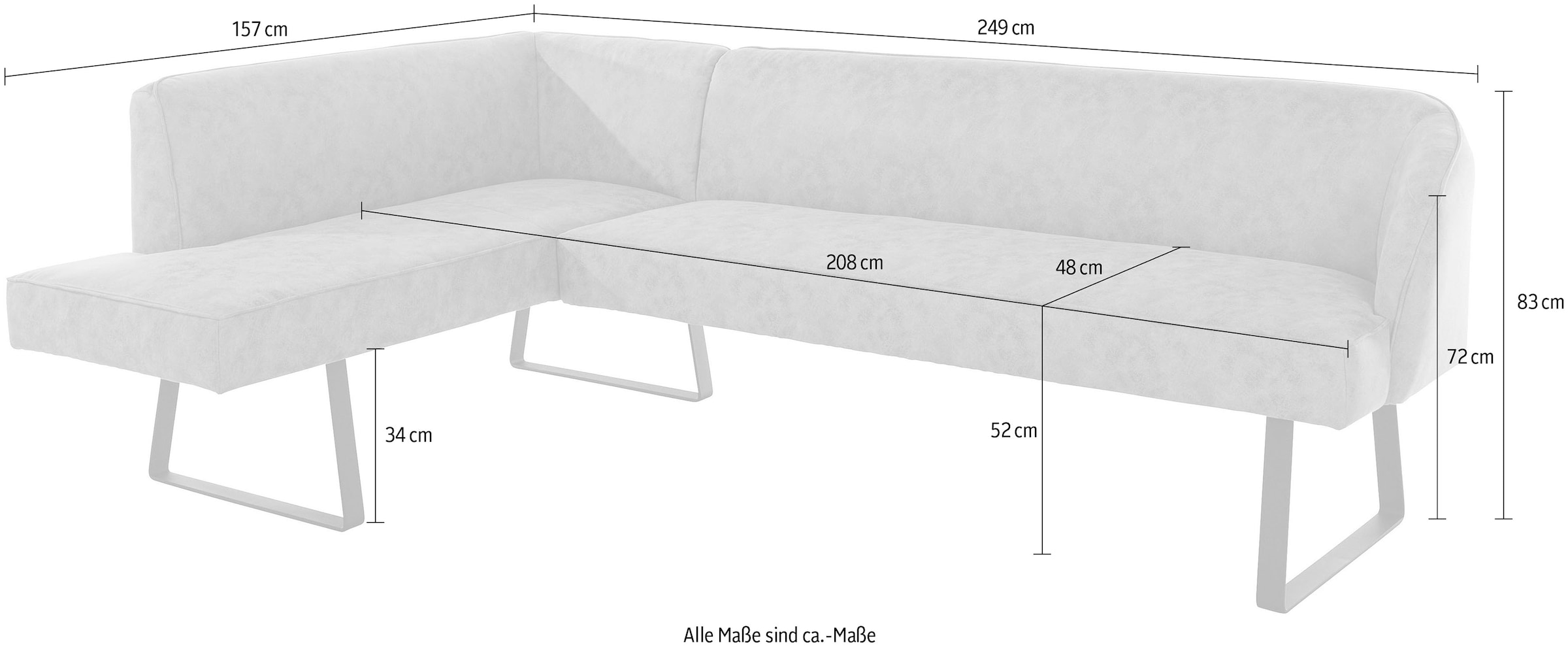 exxpo - sofa fashion Eckbank »Americano«, mit Keder und Metallfüßen, Bezug in verschiedenen Qualitäten