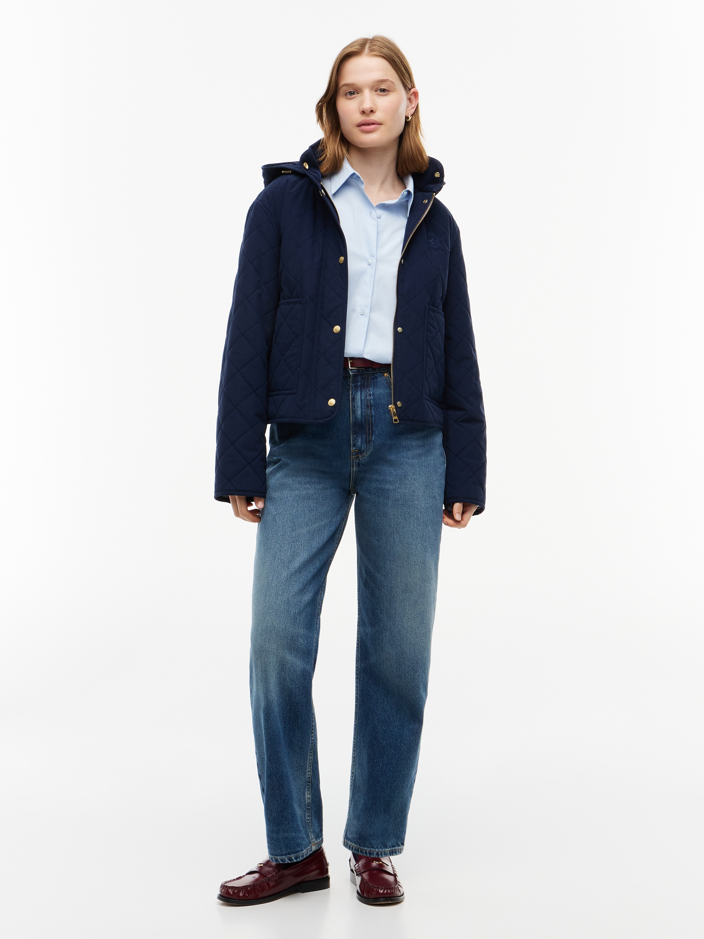 Tommy Hilfiger Steppjacke »QUILTED HOOD JACKET« mit Kapuze Baumwollmischung