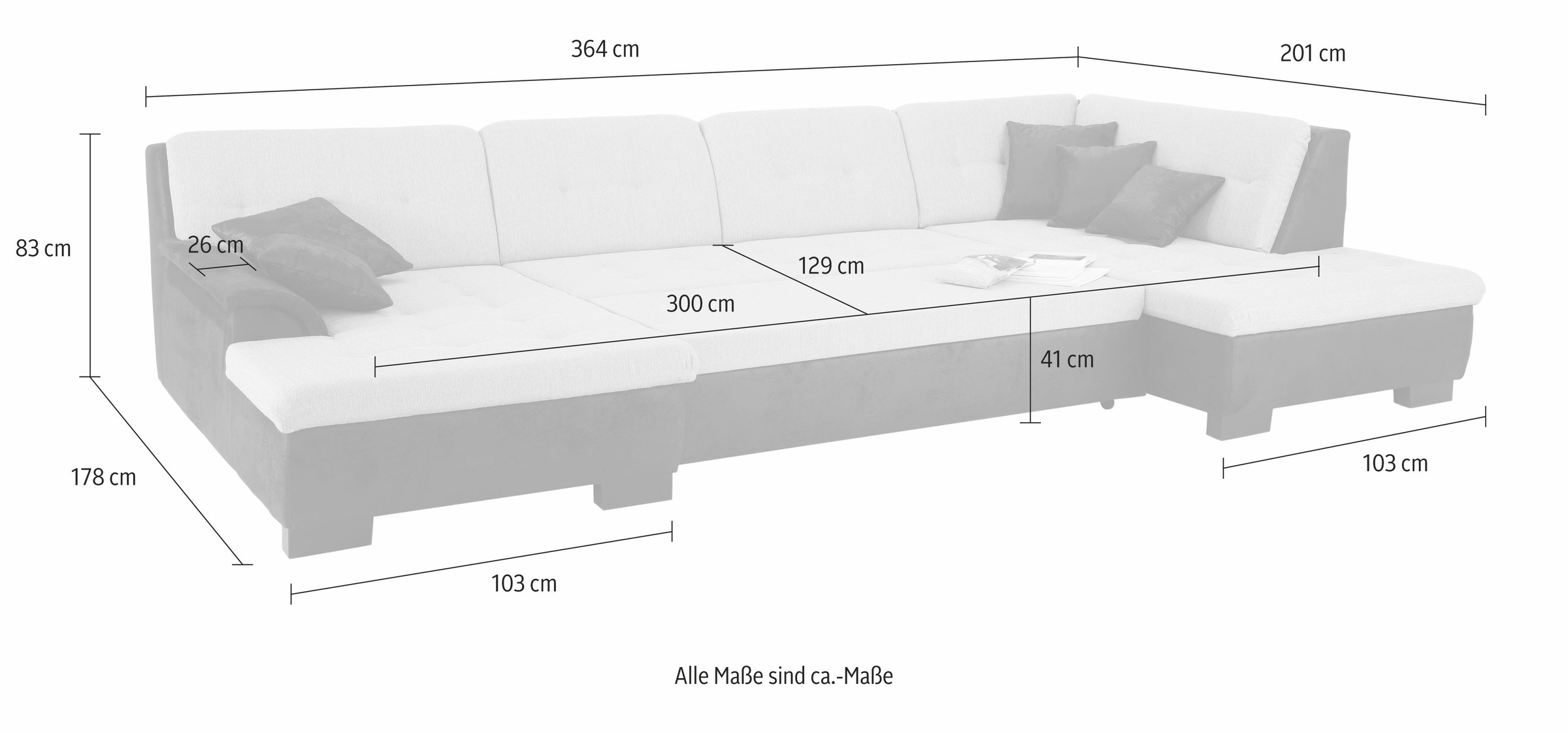 Home affaire Wohnlandschaft »Bergen zeitlos und elegant, U-Form«, wahlweise günstig online kaufen