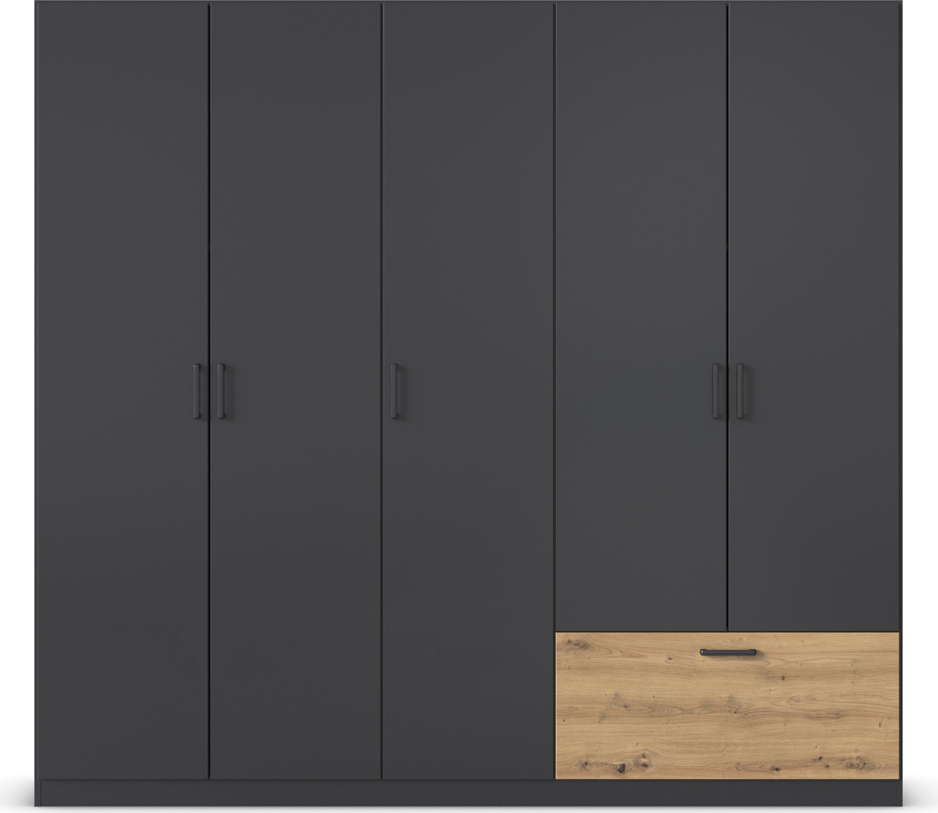 rauch Drehtürenschrank »Kleiderschrank Schrank Garderobe Wäscheschrank BARI«, mit Schubasten außen, moderner Griff in Graumetallic MADE IN GERMANY