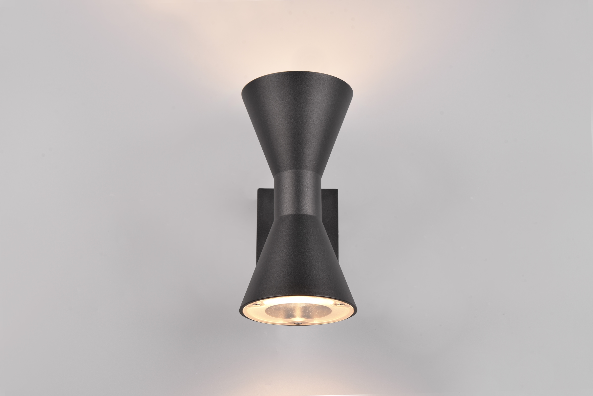 TRIO Leuchten Außen-Wandleuchte »ARDAS, up-and-down Licht Fassadenleuchte, exkl 2x GU10 max 10W, IP44«, 2 flammig, Leuchtmittel GU10 | Leuchtmittel wechselbar, Outdoor Wandlampe in Sanduhr-Form, für Garten Terrasse Haustür Lampe