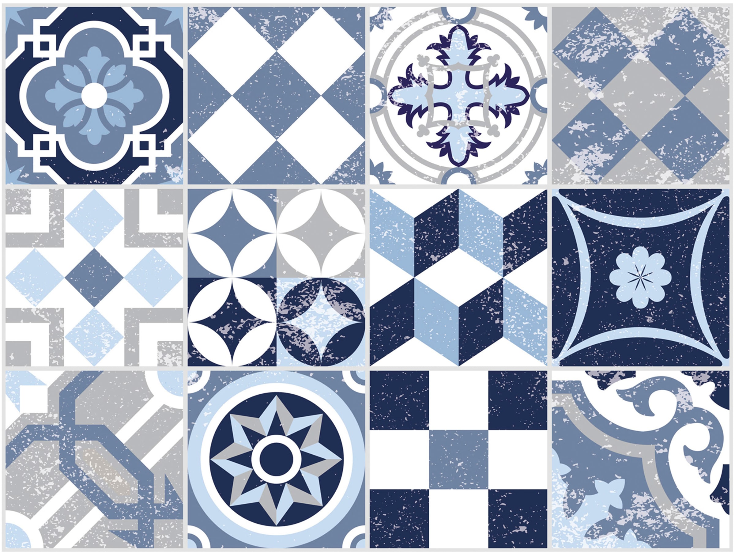 Contento Platzset »Mosaik, blau«, (Set, 4 St.), für innen und außen  geeignet, wasserabweisend auf Raten bestellen
