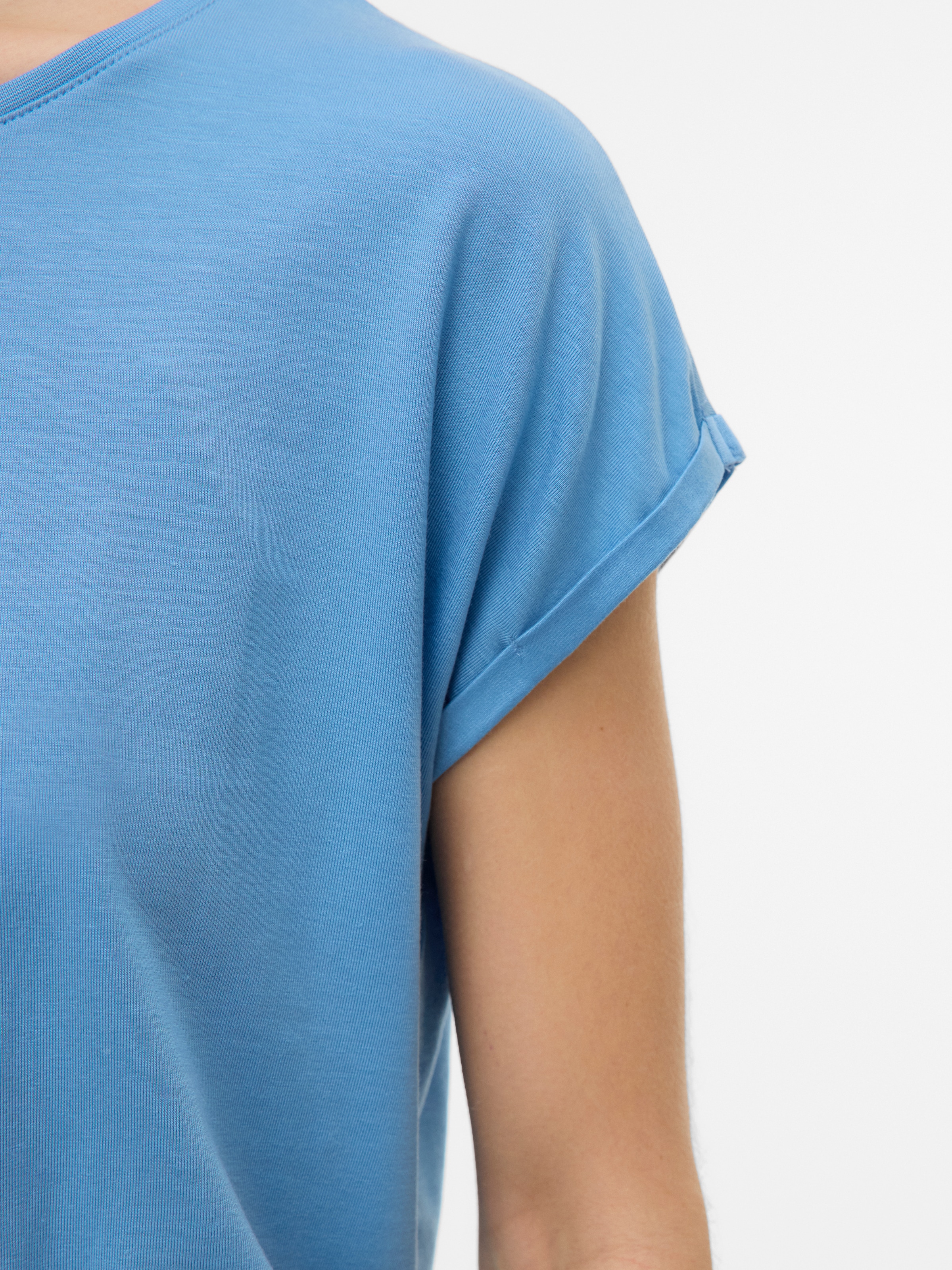 Vero Moda T-Shirt »VMAVA PLAIN SS TOP JRS NOOS« Materialmix, regular fit