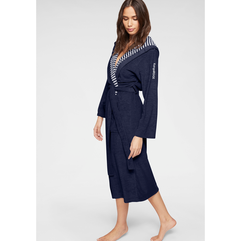 KANGAROOS Damenbademantel »Dalia, ideal für Sauna & Spa, Standardlänge & Überlänge« 1 Stk. tlg., Uni-Farben mit Streifen, Taschen, leicht, XS-3XL,...